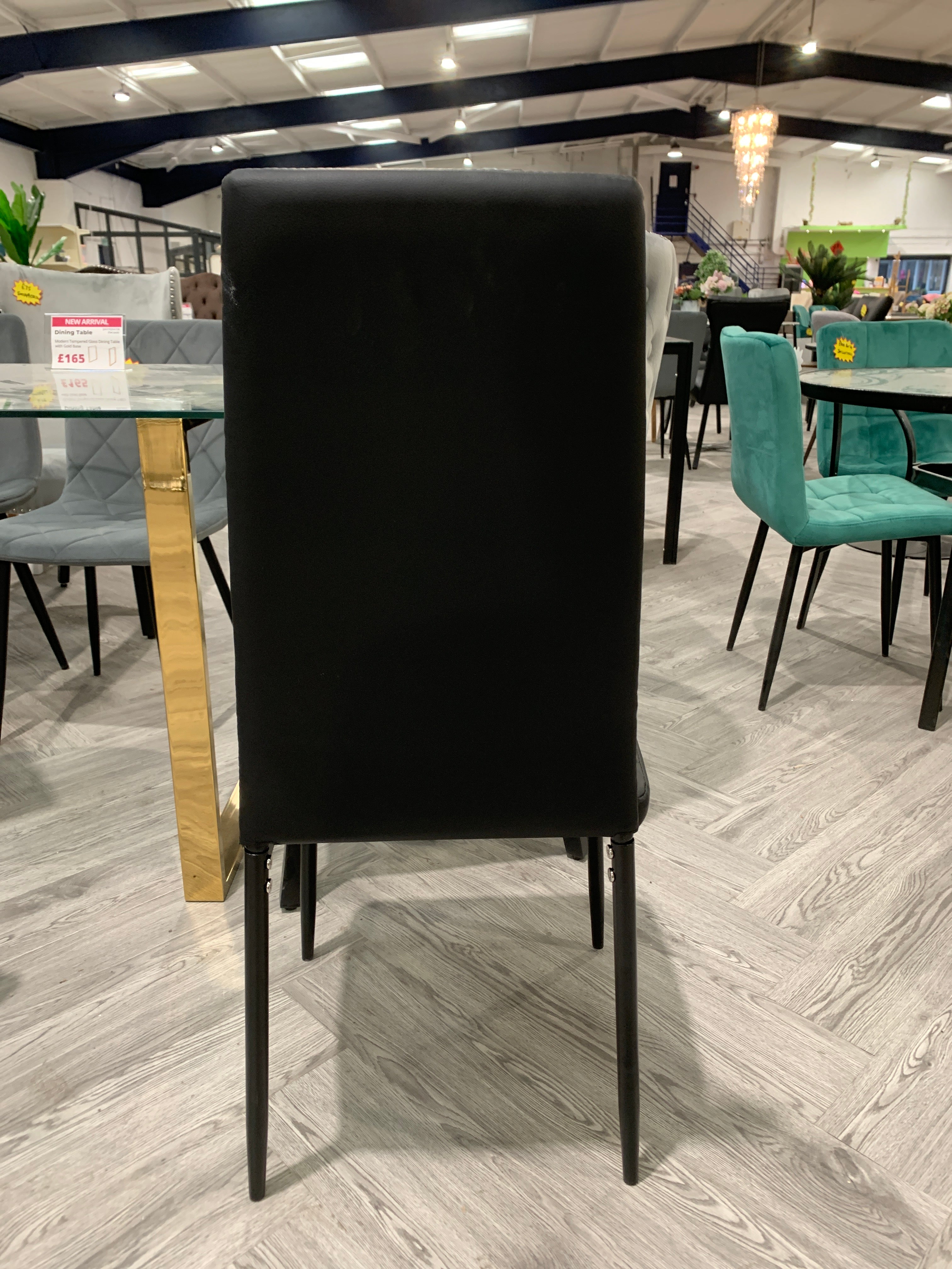 Black Faux Leather Armless High Back Dining Chair 1 PC