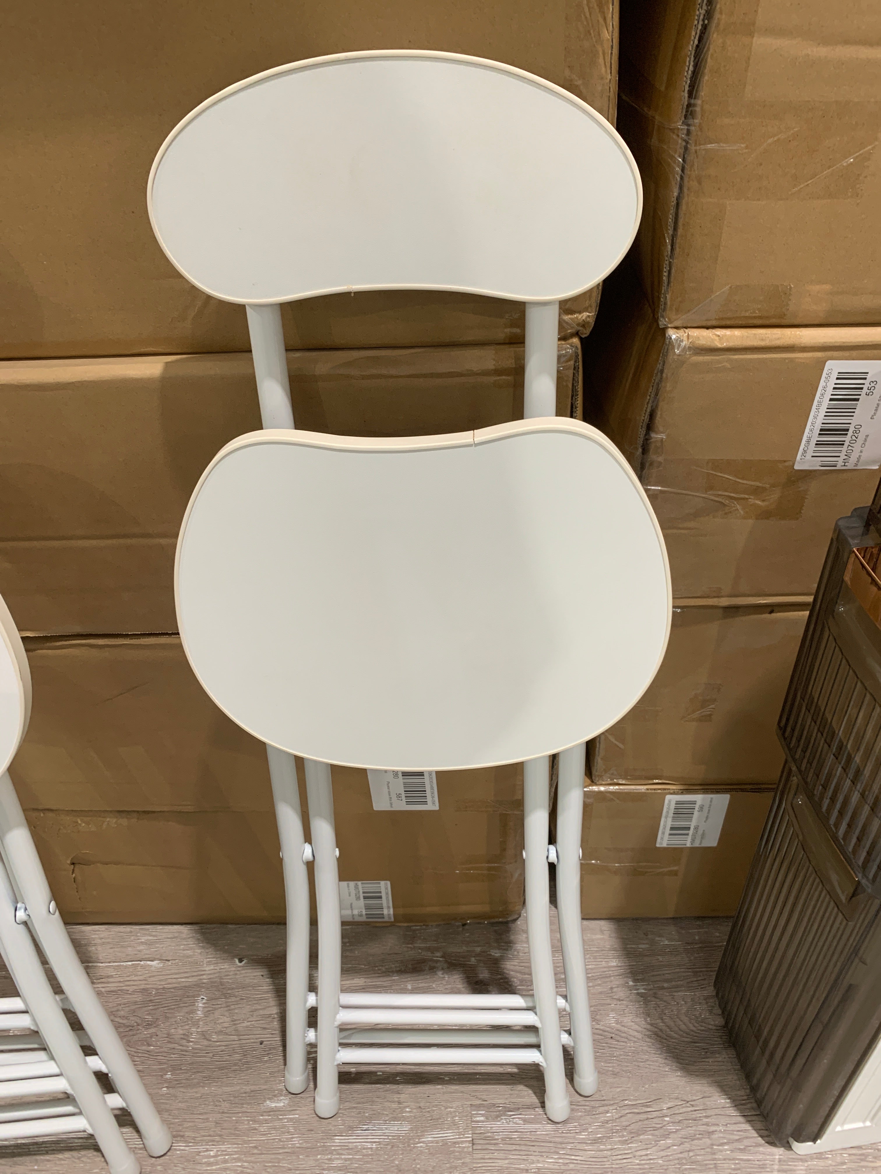 White Portable Folding Chair with Metal Legs 1PC