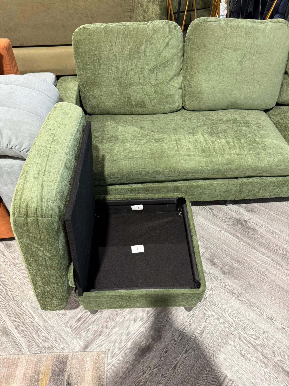 Modern Polyester Sofa with Footrest Green