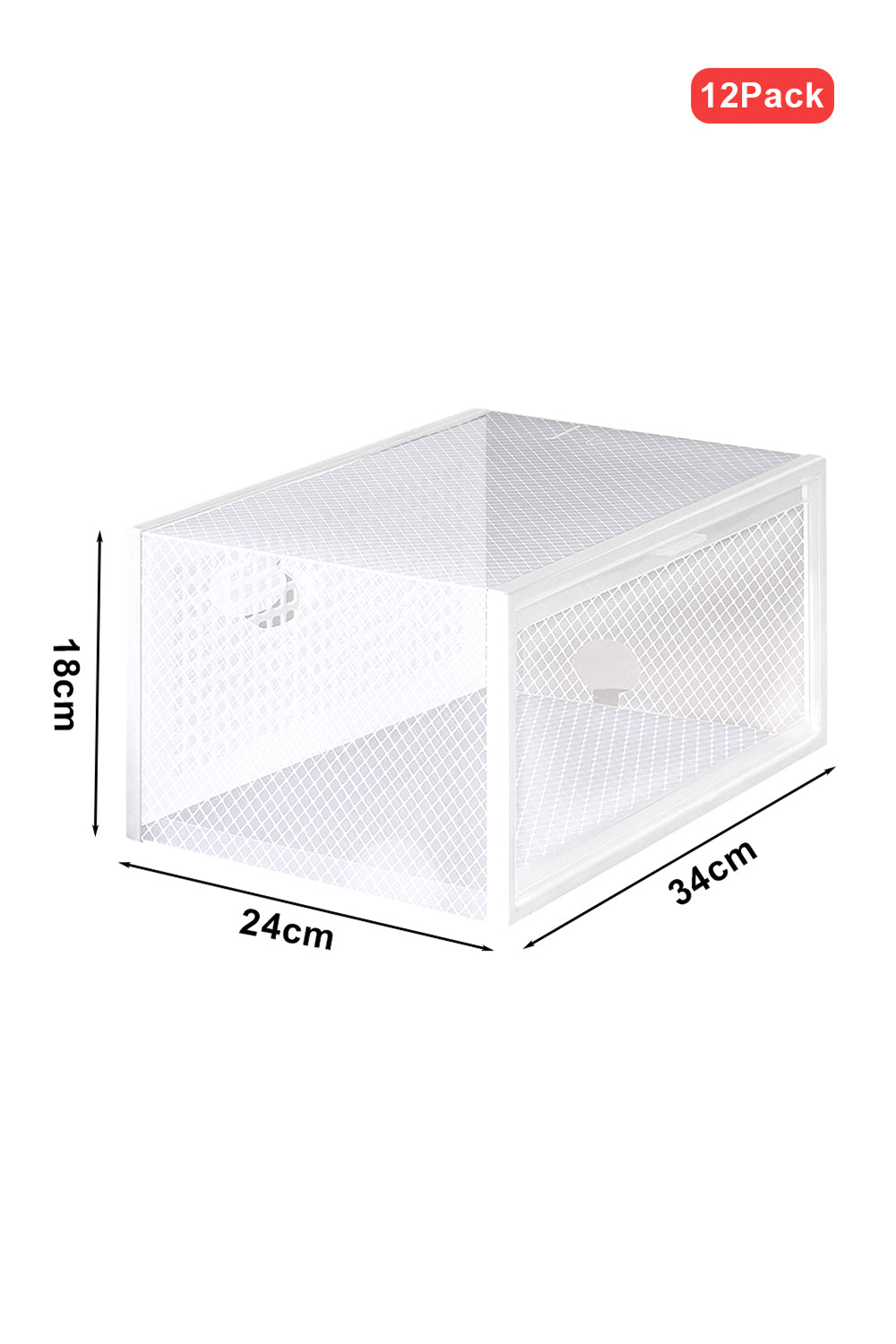 New 12 Pack White Stackable Foldable Plastic Shoe Boxes