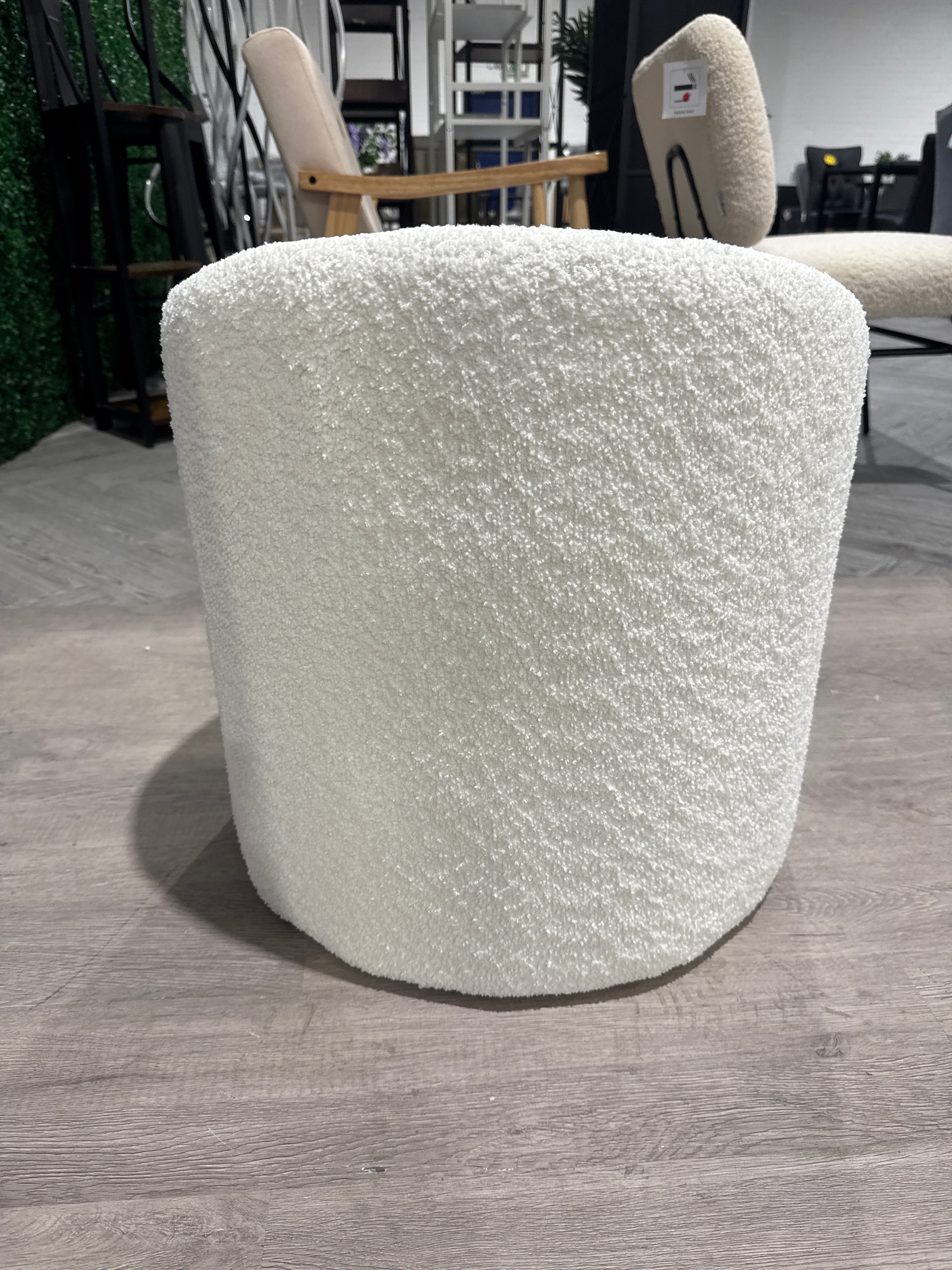 Teddy Upholstered Round Dressing Table Stool White