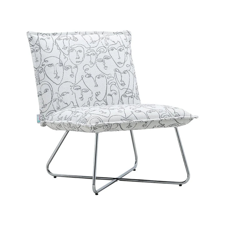 New Modern Linen Accent Chair with Metal Base