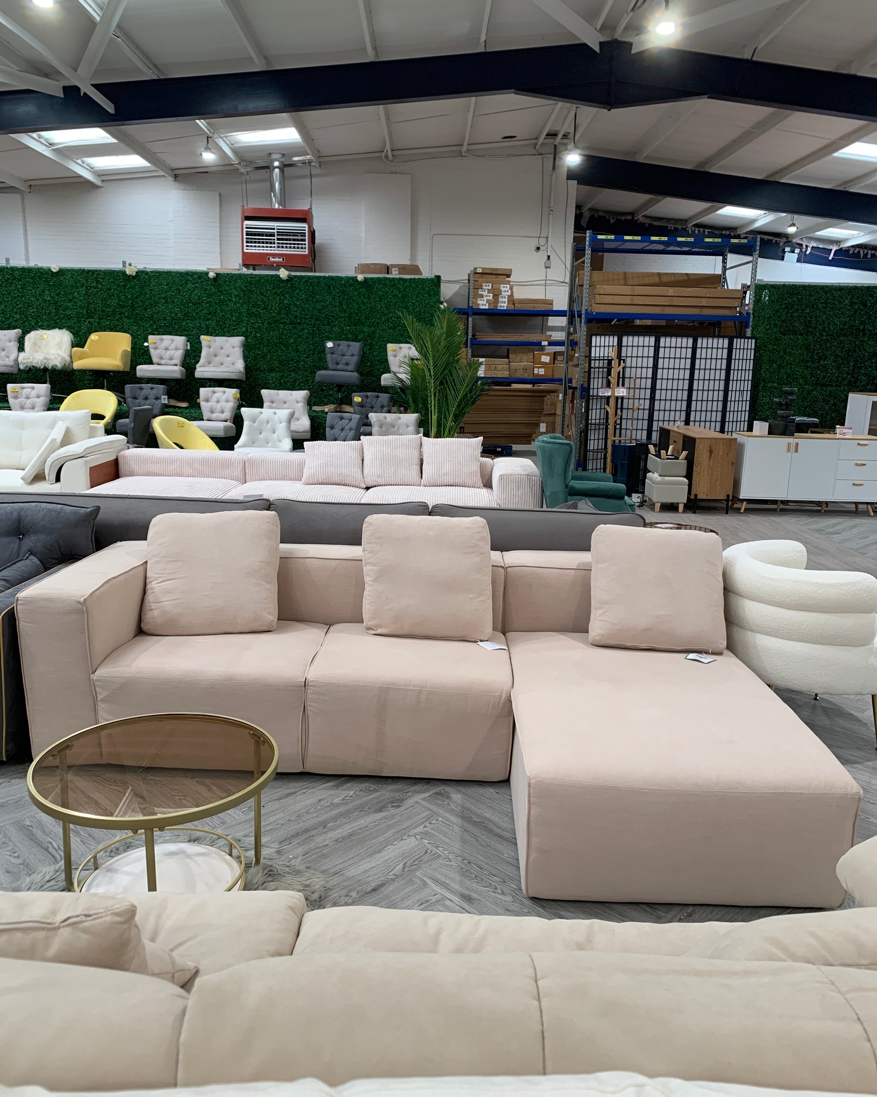 Beige L Shape 3 Seater Sleeper Sofa Couch