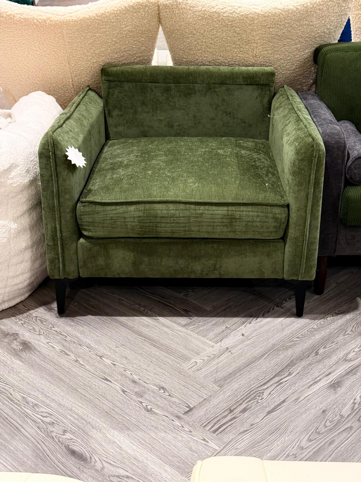 Vintage Chenille Upholstered Single Sofa Armchair Green