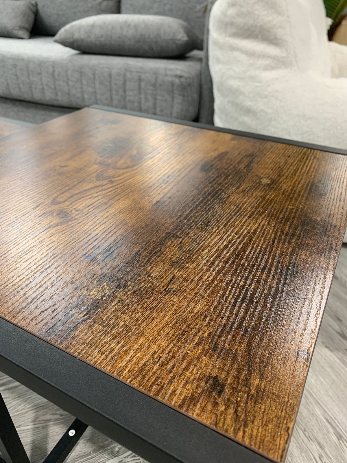 Industrial Style Set of 3 Square Nesting Side Tables