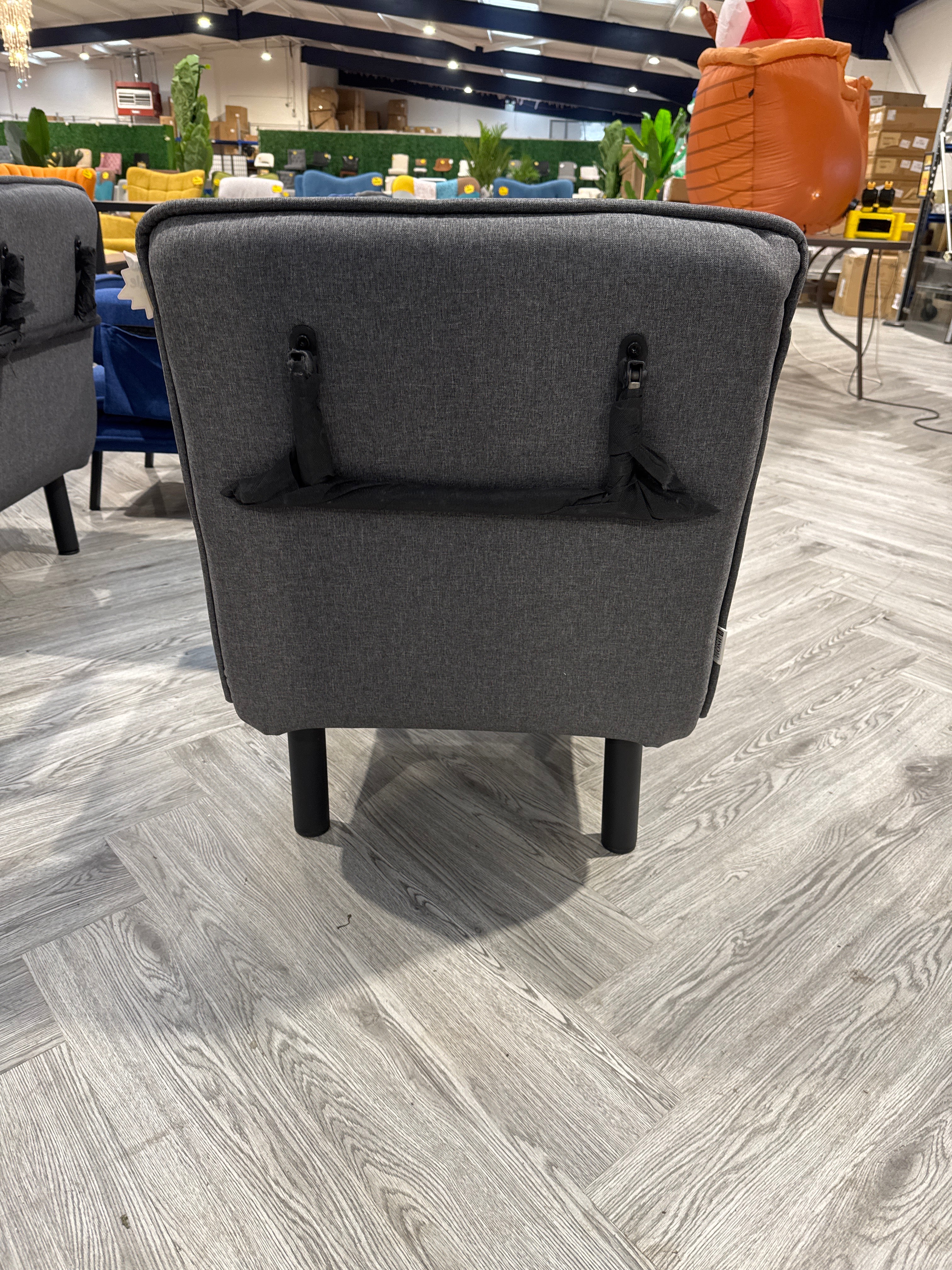 Grey 3 In 1 Armchair Recliner Lounge Single Bed with Pillow