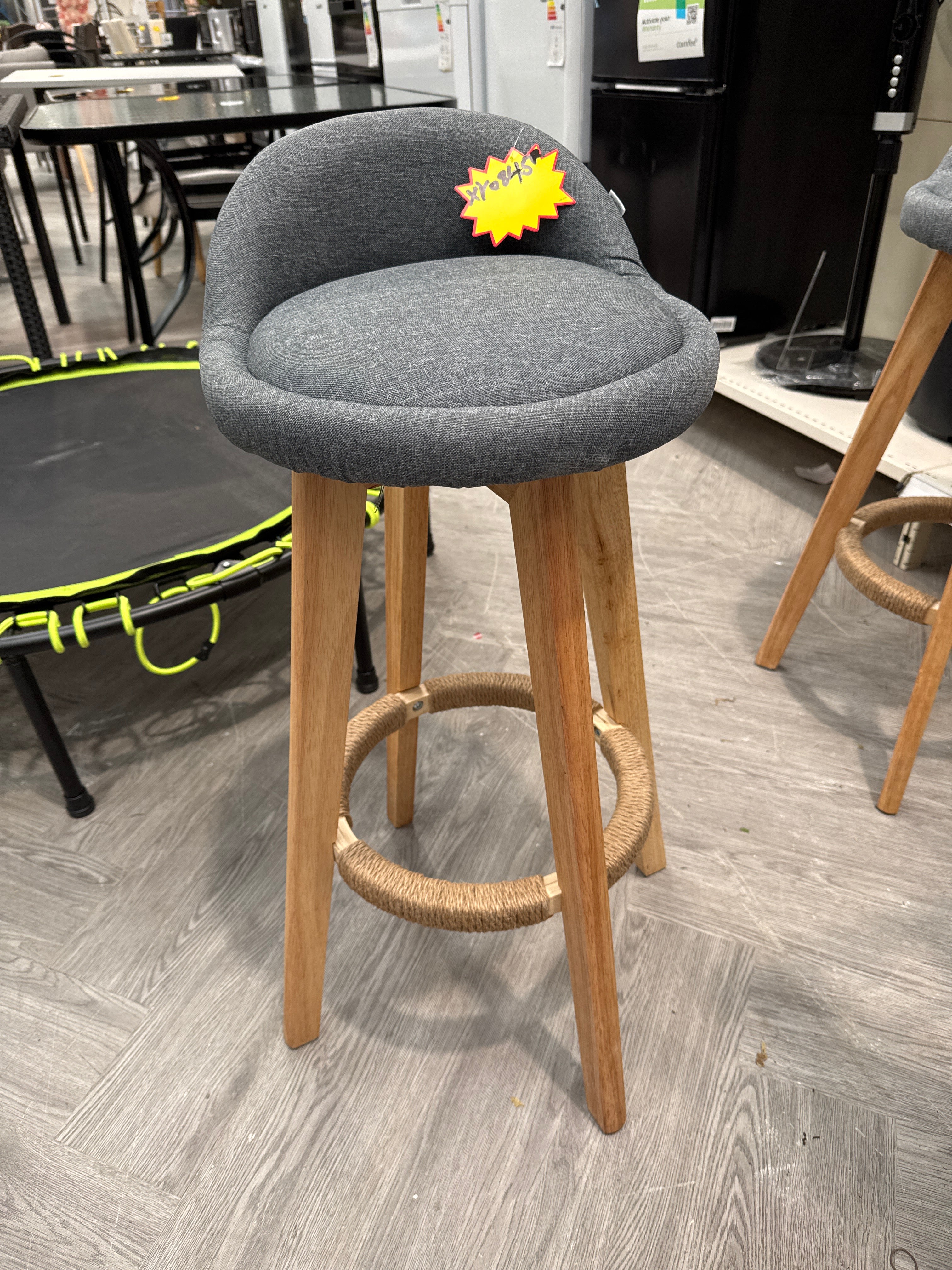 Grey Linen MIni Bar Stool 1PC