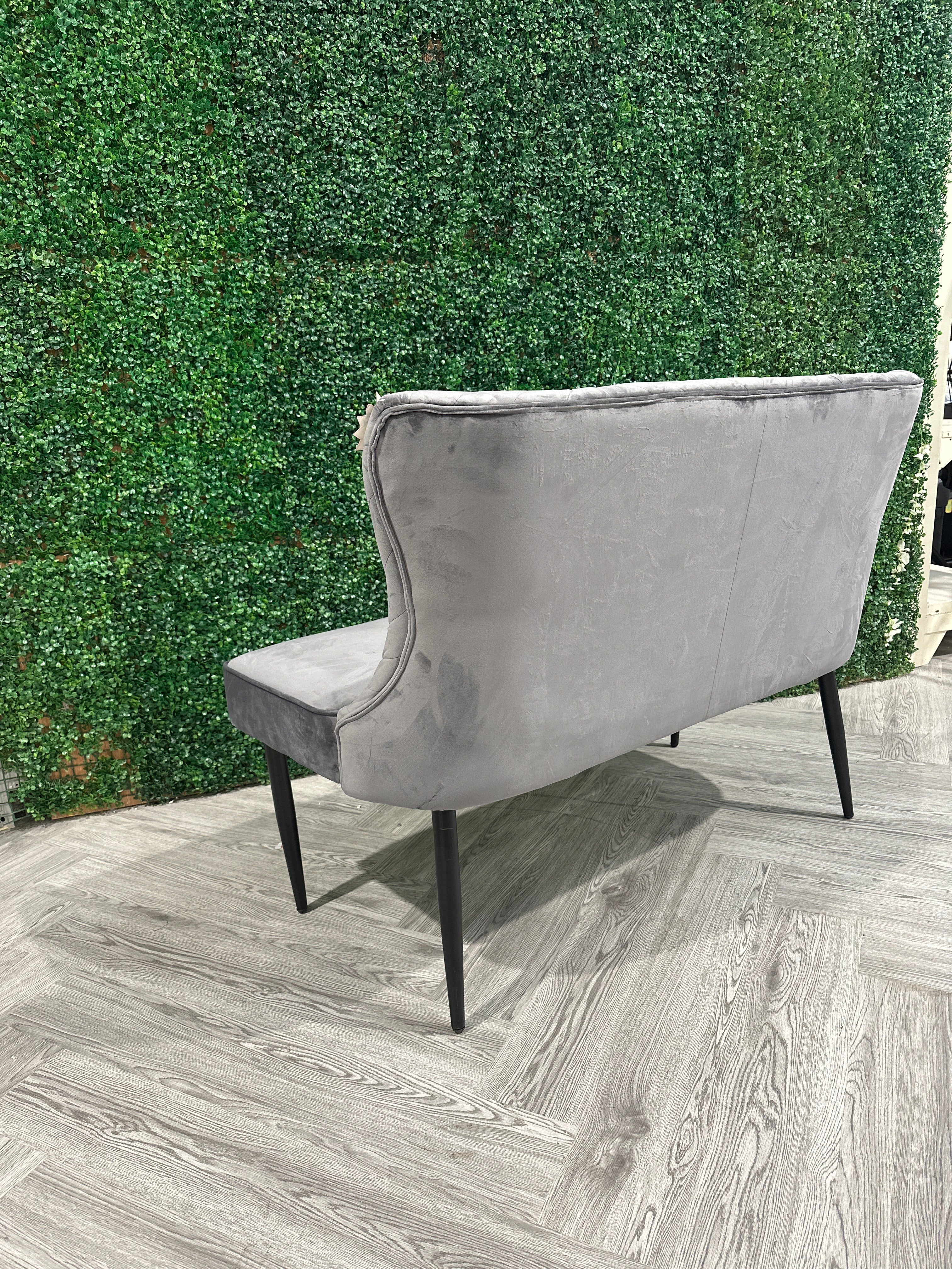 Grey Upholstered Tufted Dining Bench