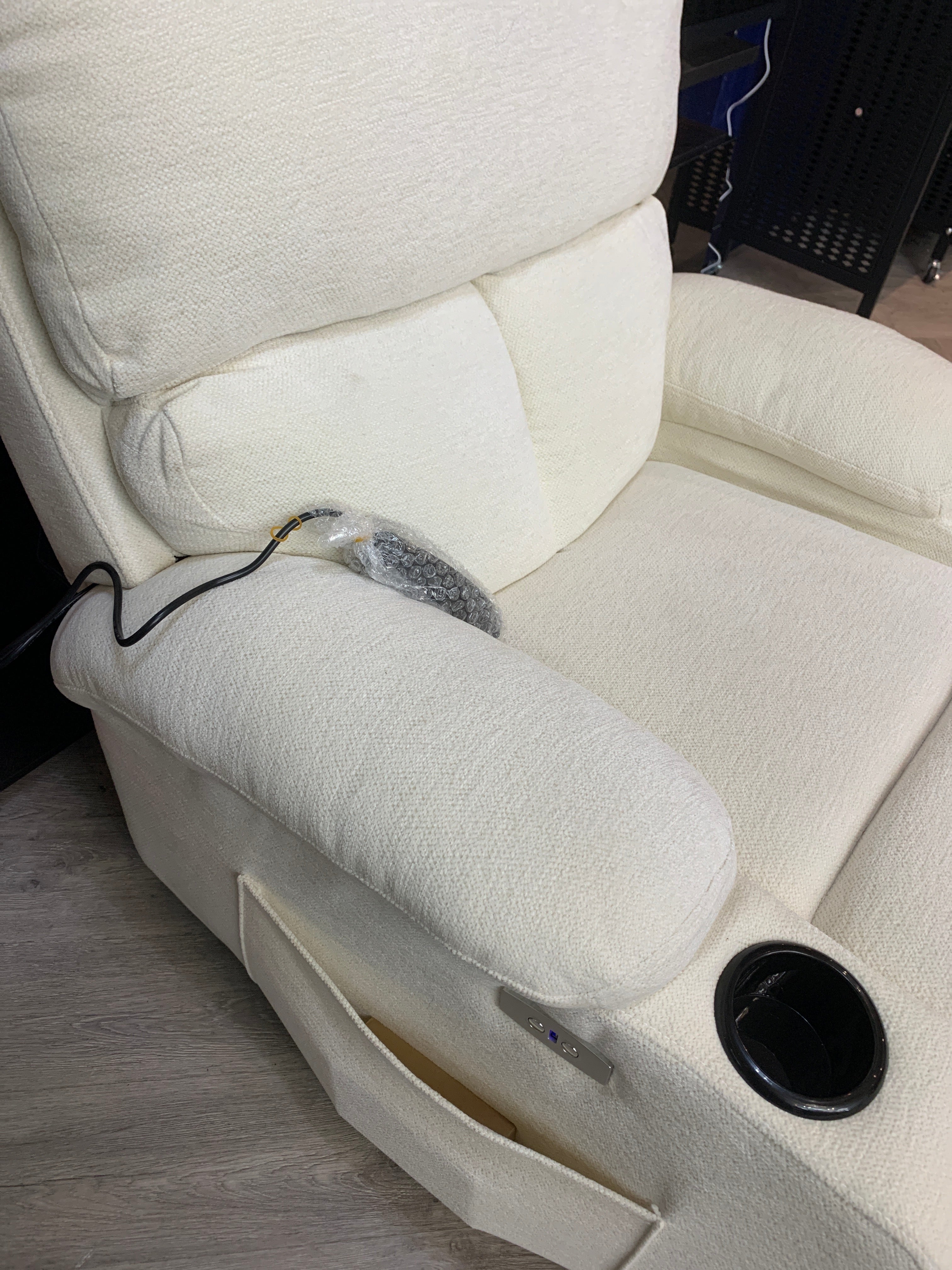 Chenille Power Recliner Sofa with Massage and Heat Function