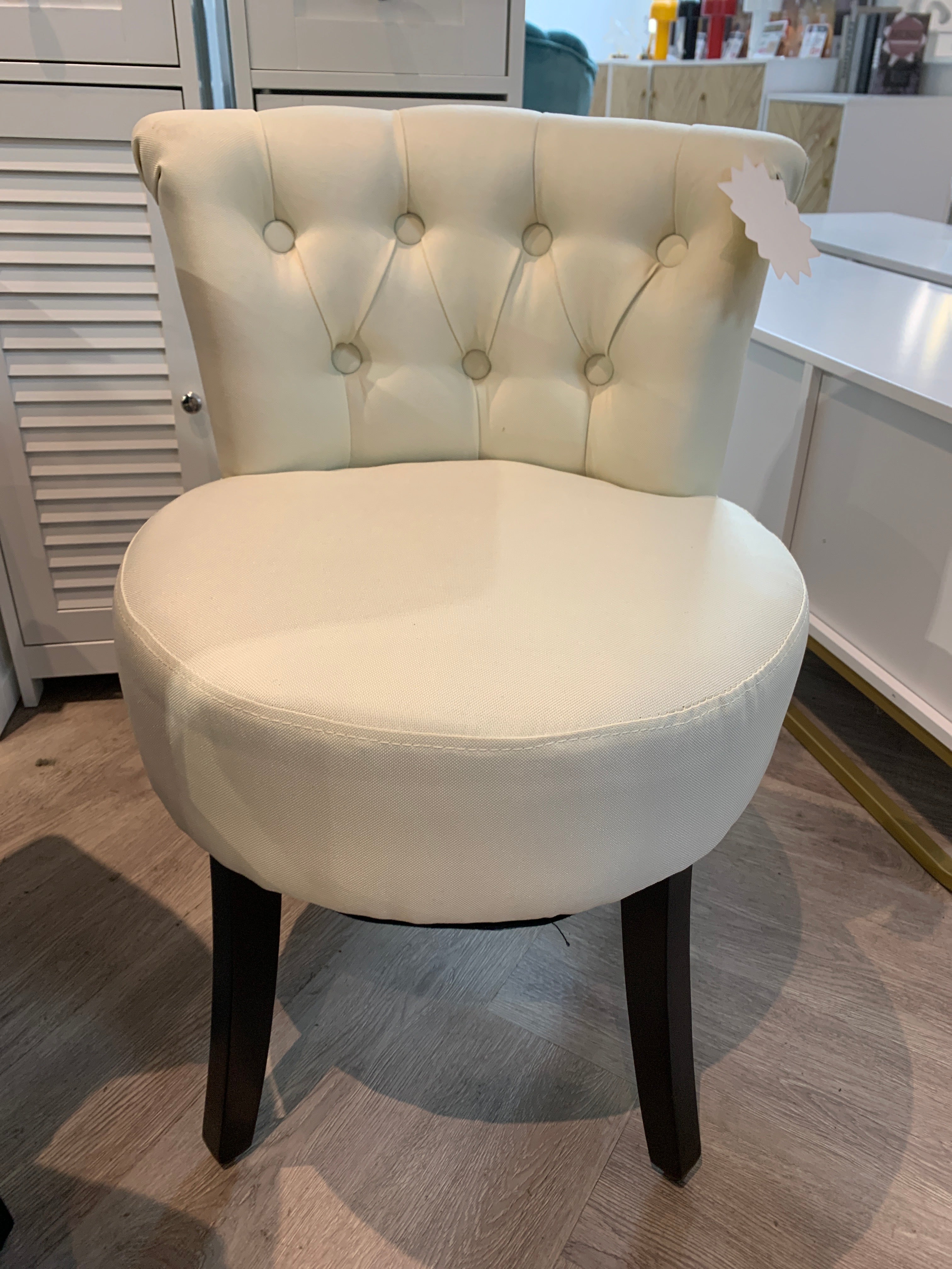 White Velvet Vanity Stool
