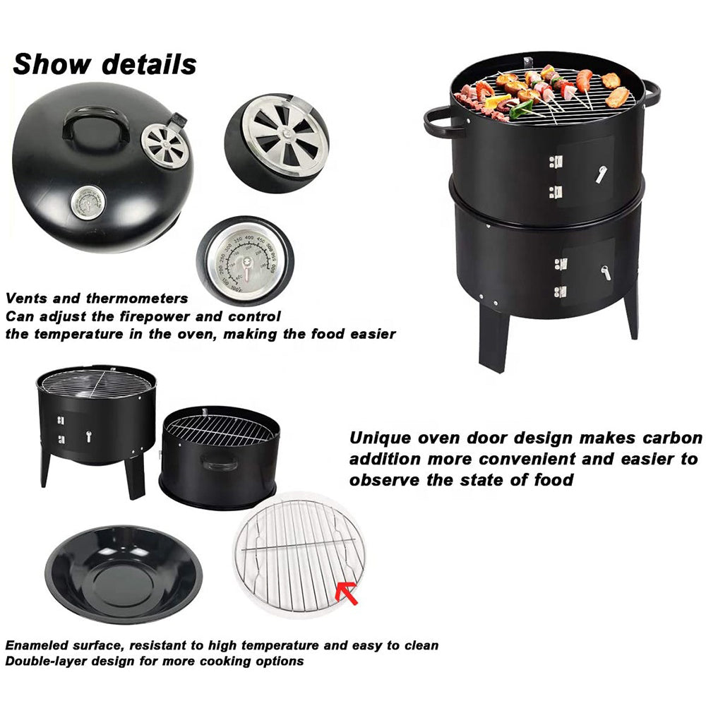 Outdoor BBQ Upright Charcoal Smoker Grill