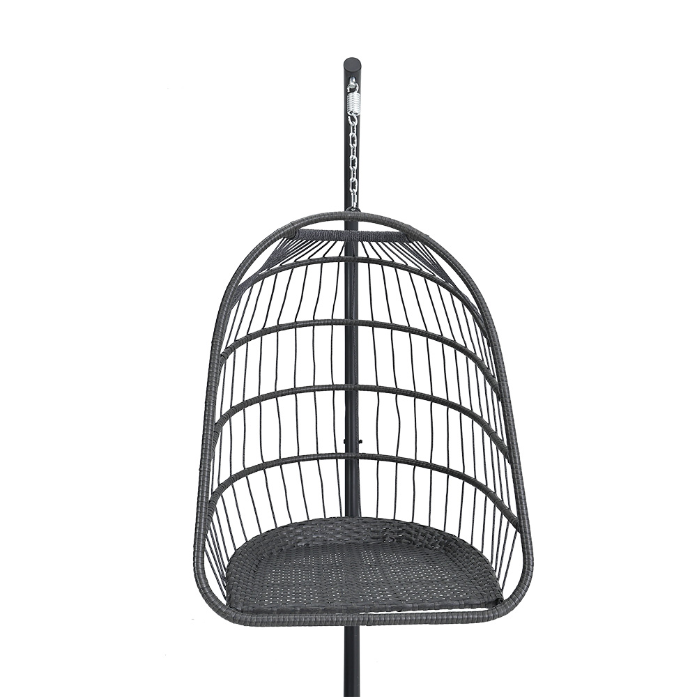 New Outdoor Garden Hanging Single Egg Chair with Dark Grey Cushion