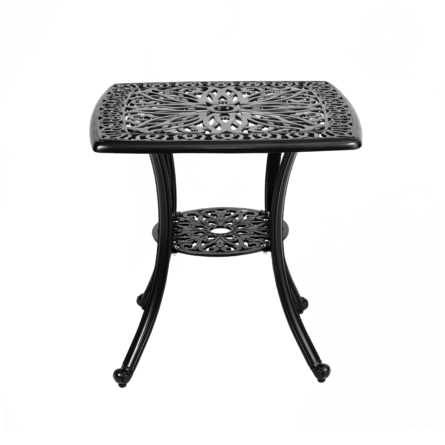 Square Cast Aluminium Outdoor Bistro Table Black Floral