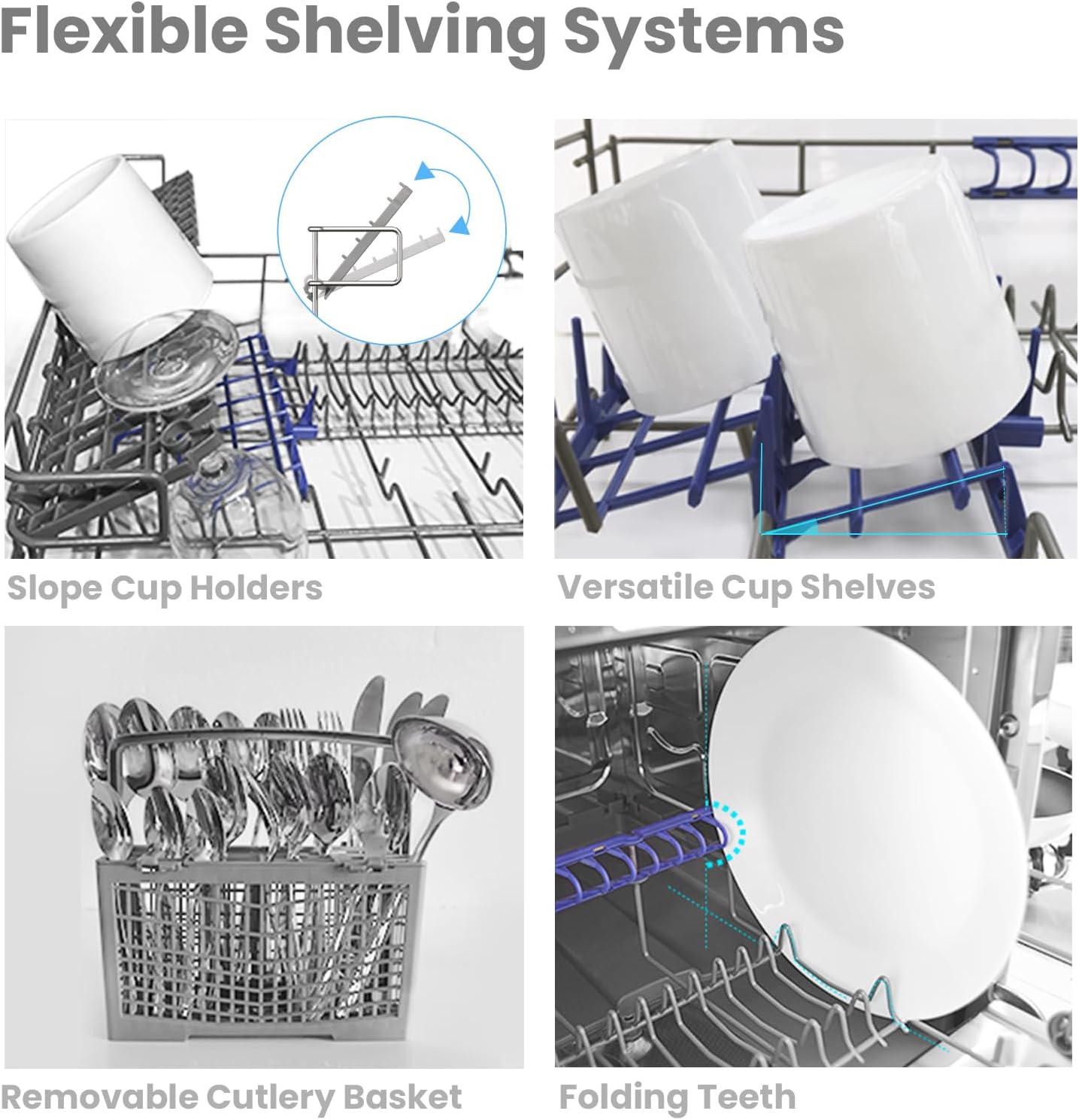 6.5L Freestanding Compact Silver Dishwasher with LED display