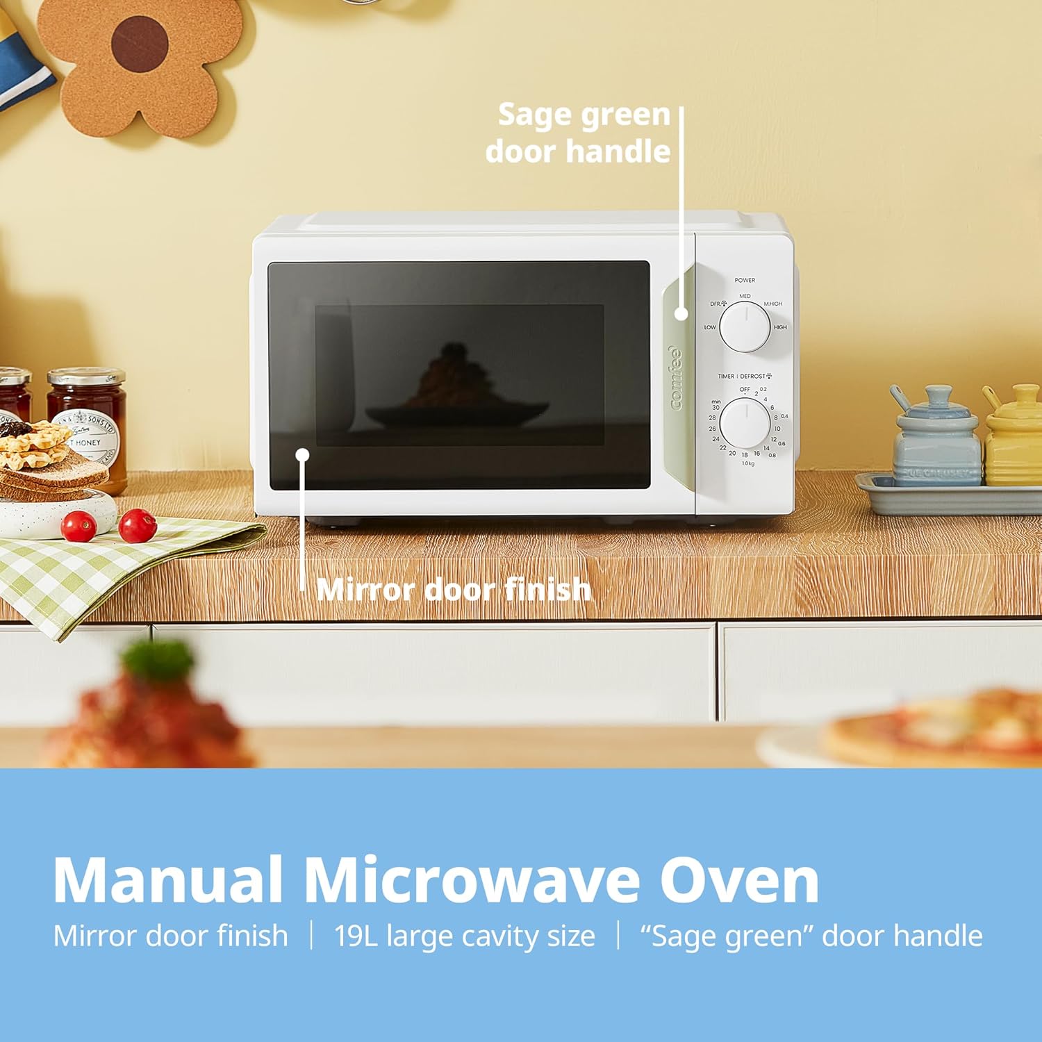 700W White 19L 5-level Power Kitchen Manual Microwave Oven with Timer