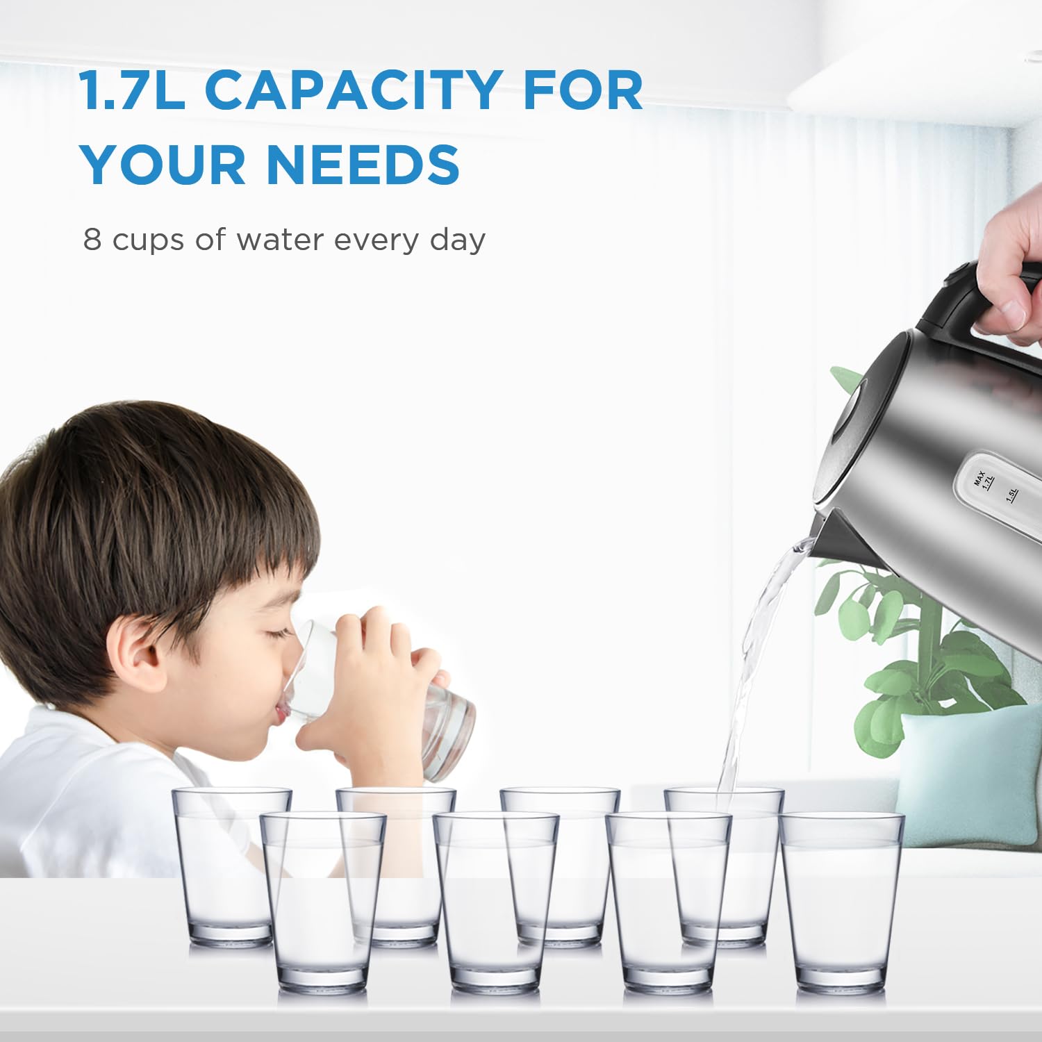 1.7L 3000W Fast Boil Electric Kettle