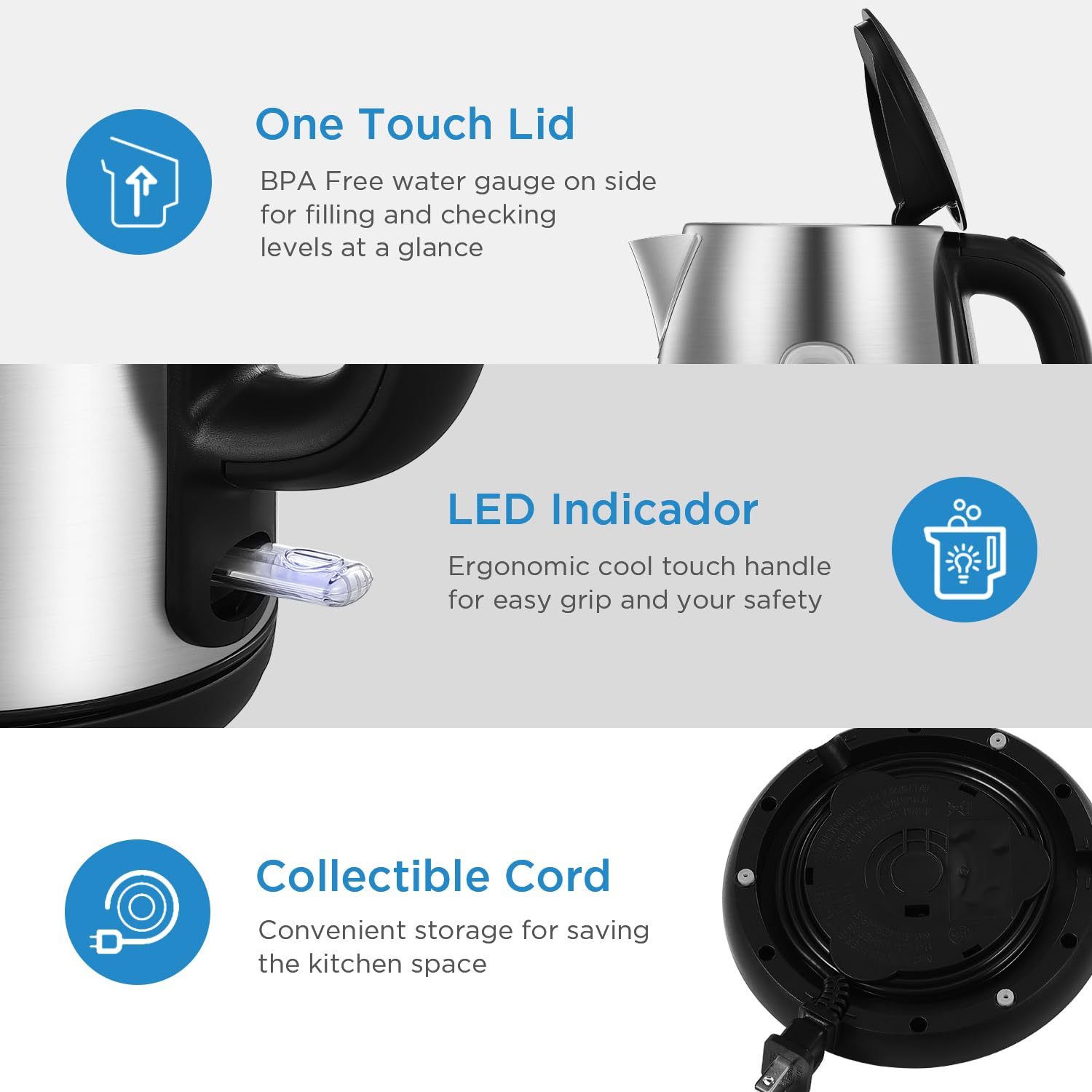 1.7L 3000W Fast Boil Electric Kettle