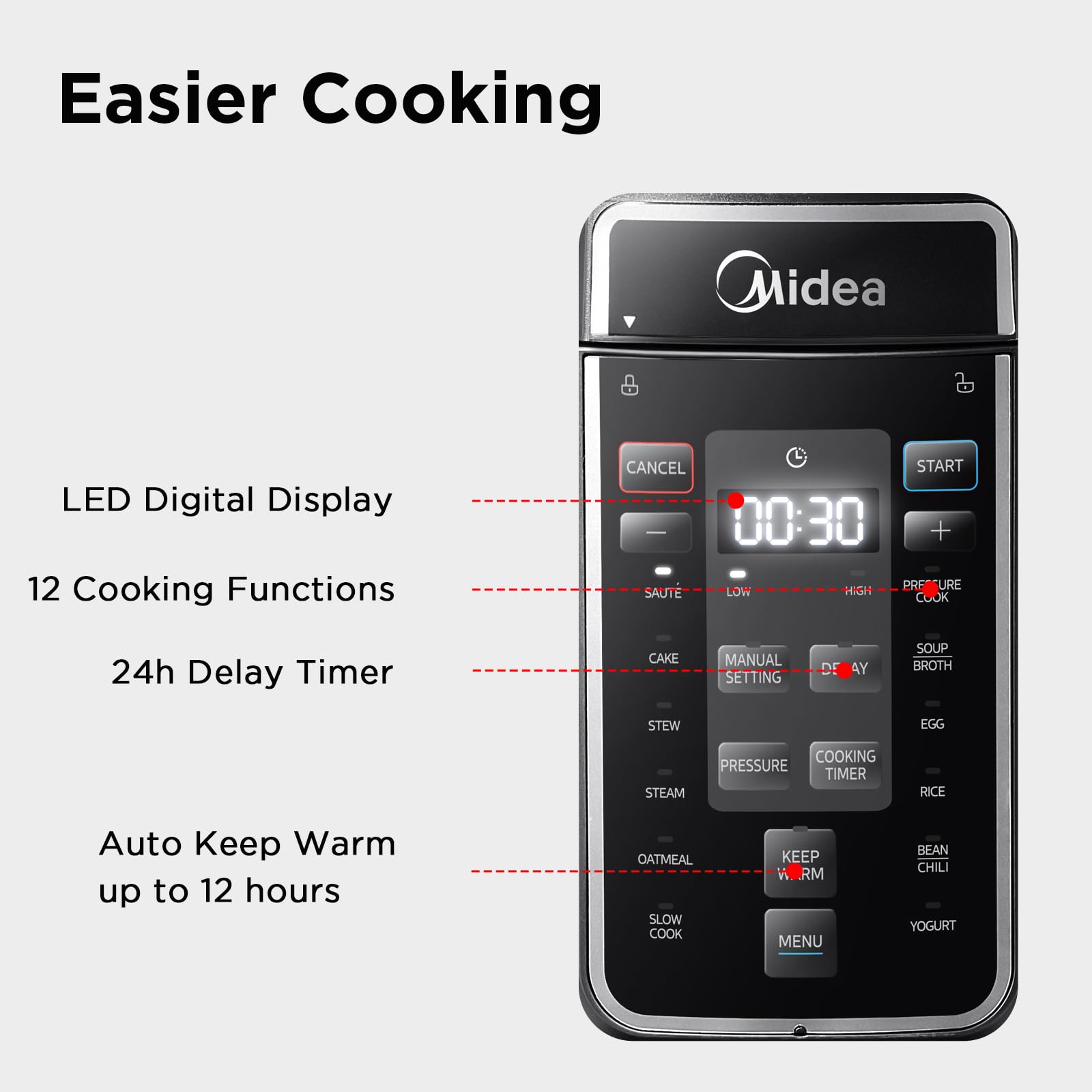 1200W Multi Function Pressure Cooker with 7.6L Stainless Steel Pot