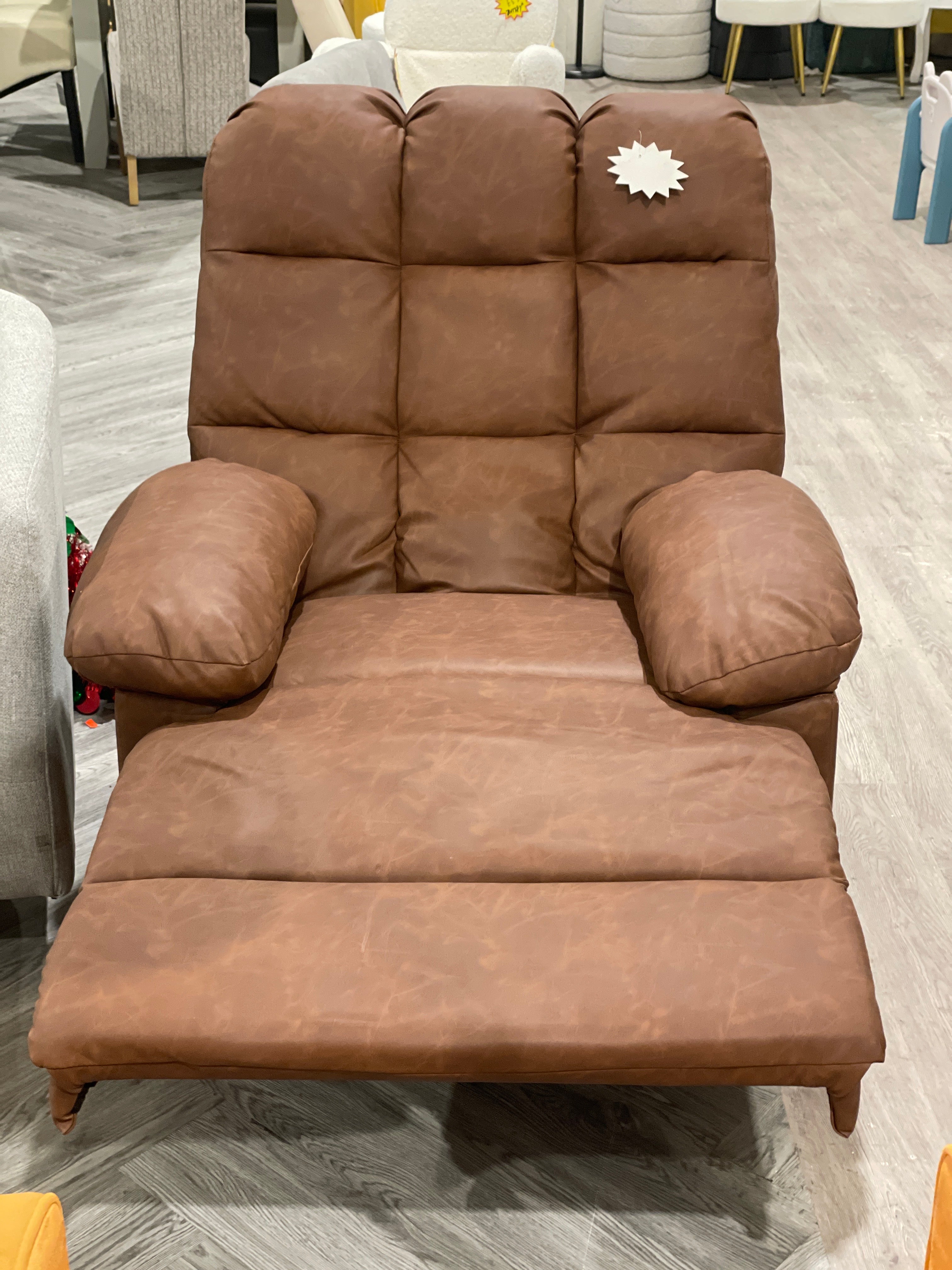 Faux Leather Upholstered Recliner Armchair Brown