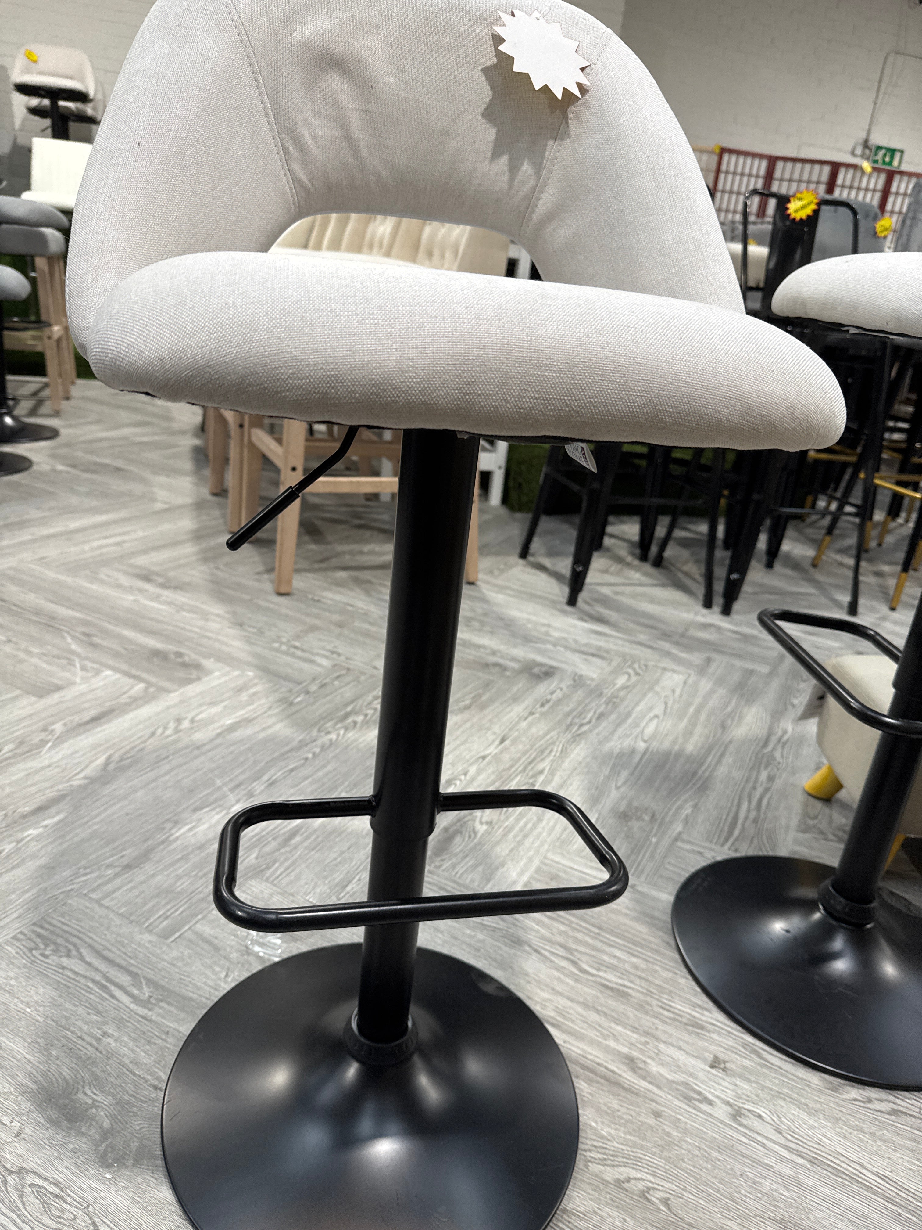 Linen Counter Swivel Height Breakfast Bar Stool Beige 1PC