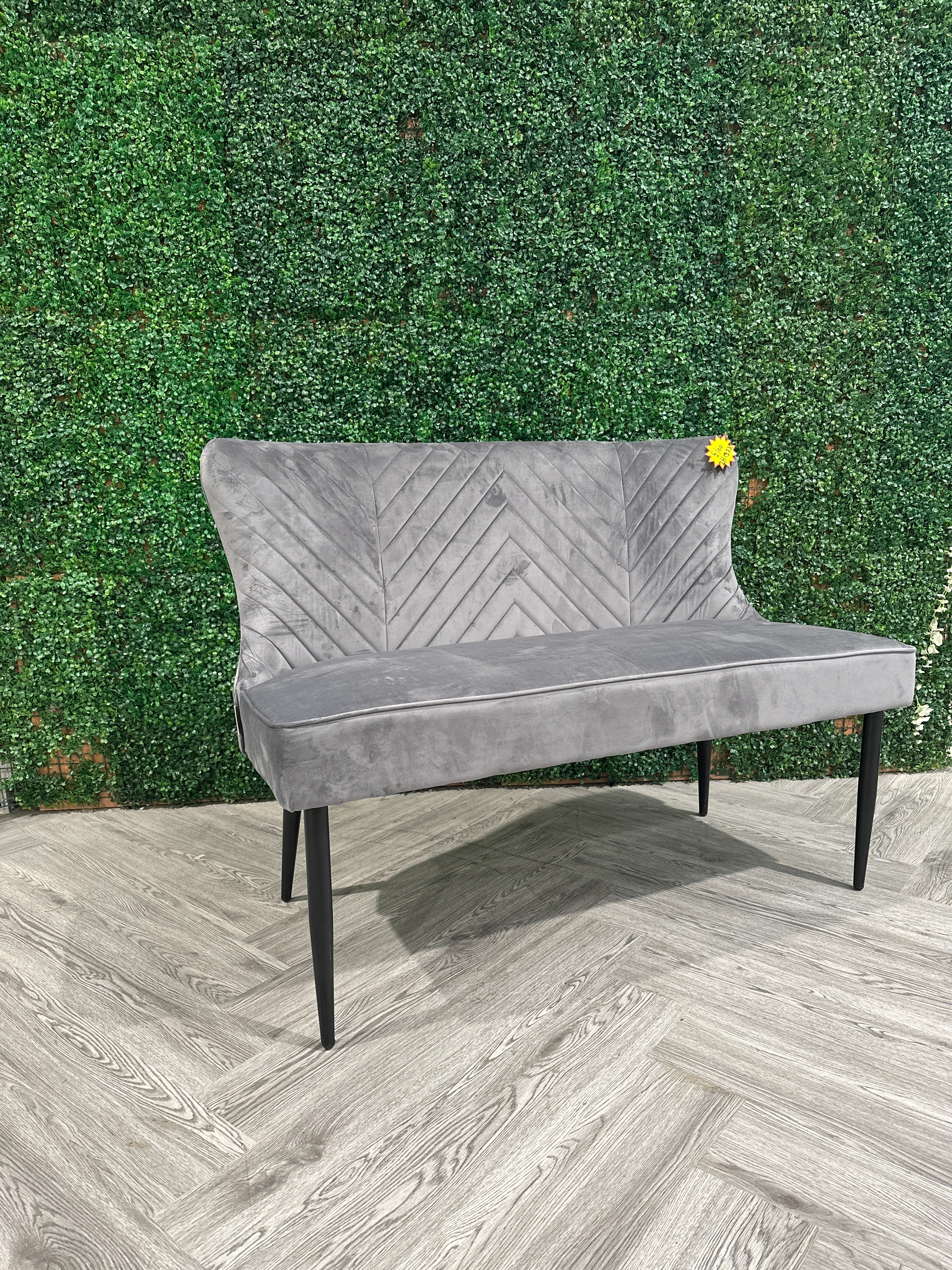Grey Upholstered Tufted Dining Bench