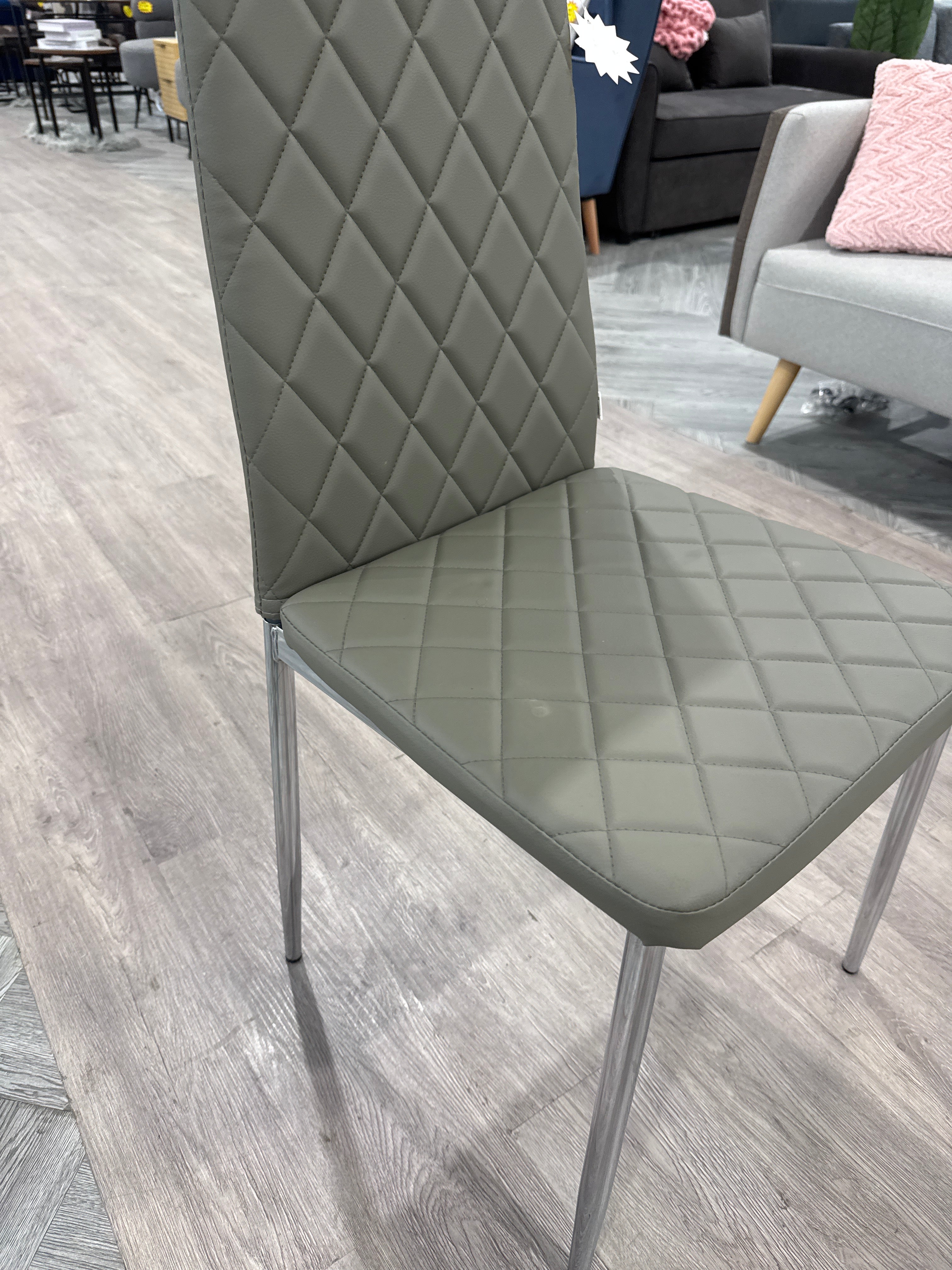 Grey PVC High Back Modern Dining Chair 1PC
