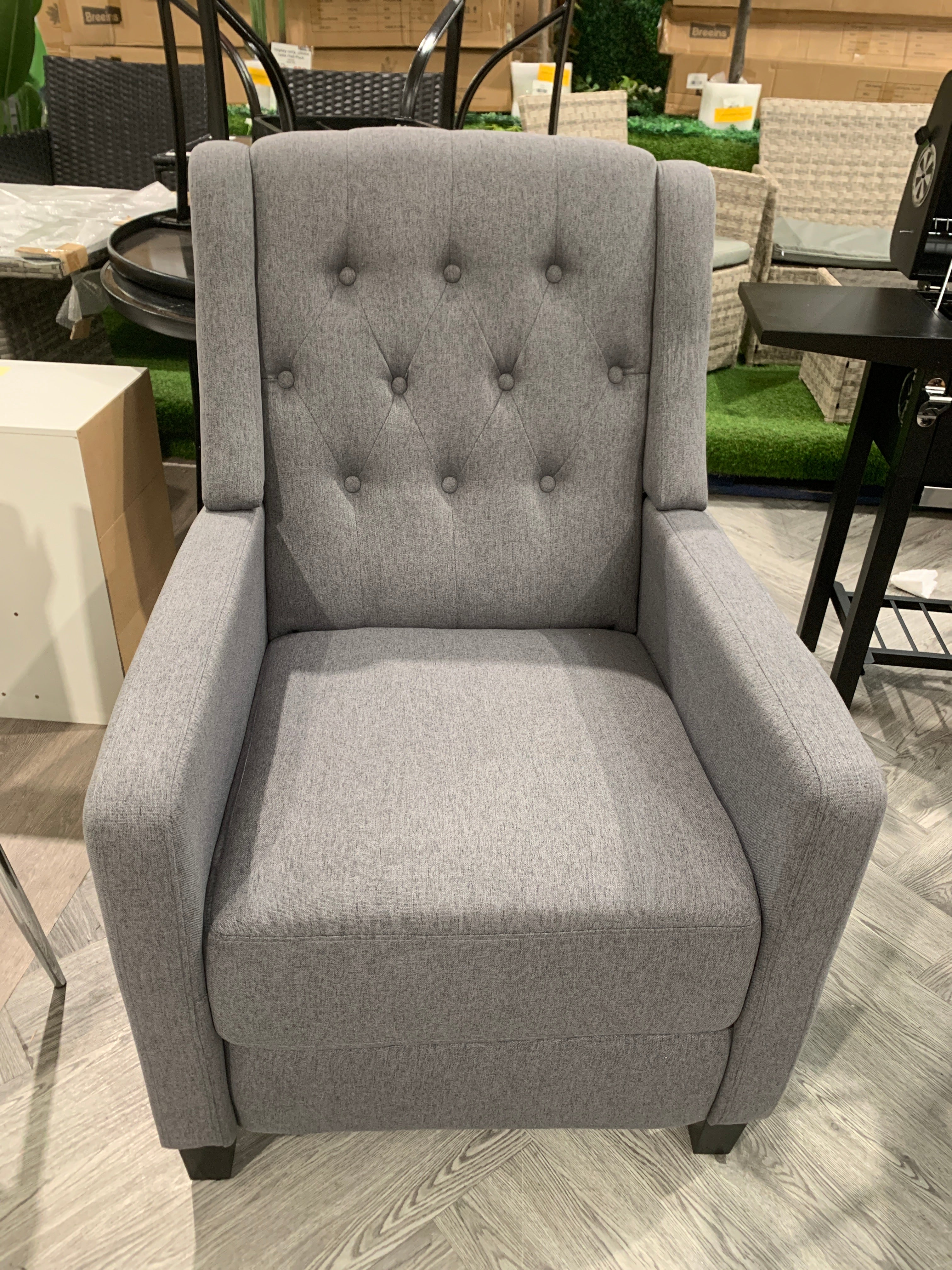 Linen Single Upholstered Sofa Pushback Recliner Chair Armchair Grey