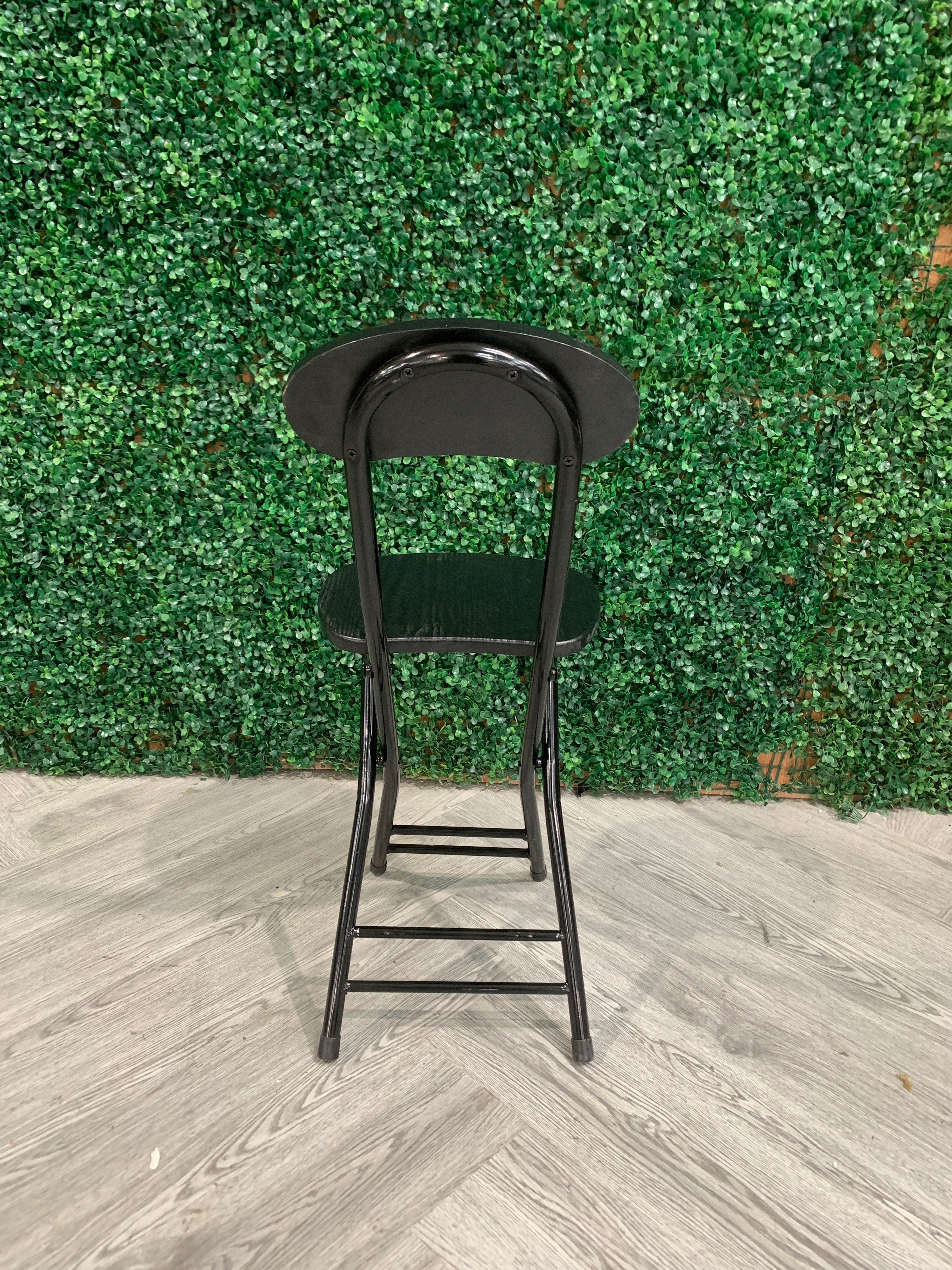 Black Compact Wooden Folding Chair with Metal Legs 1PC