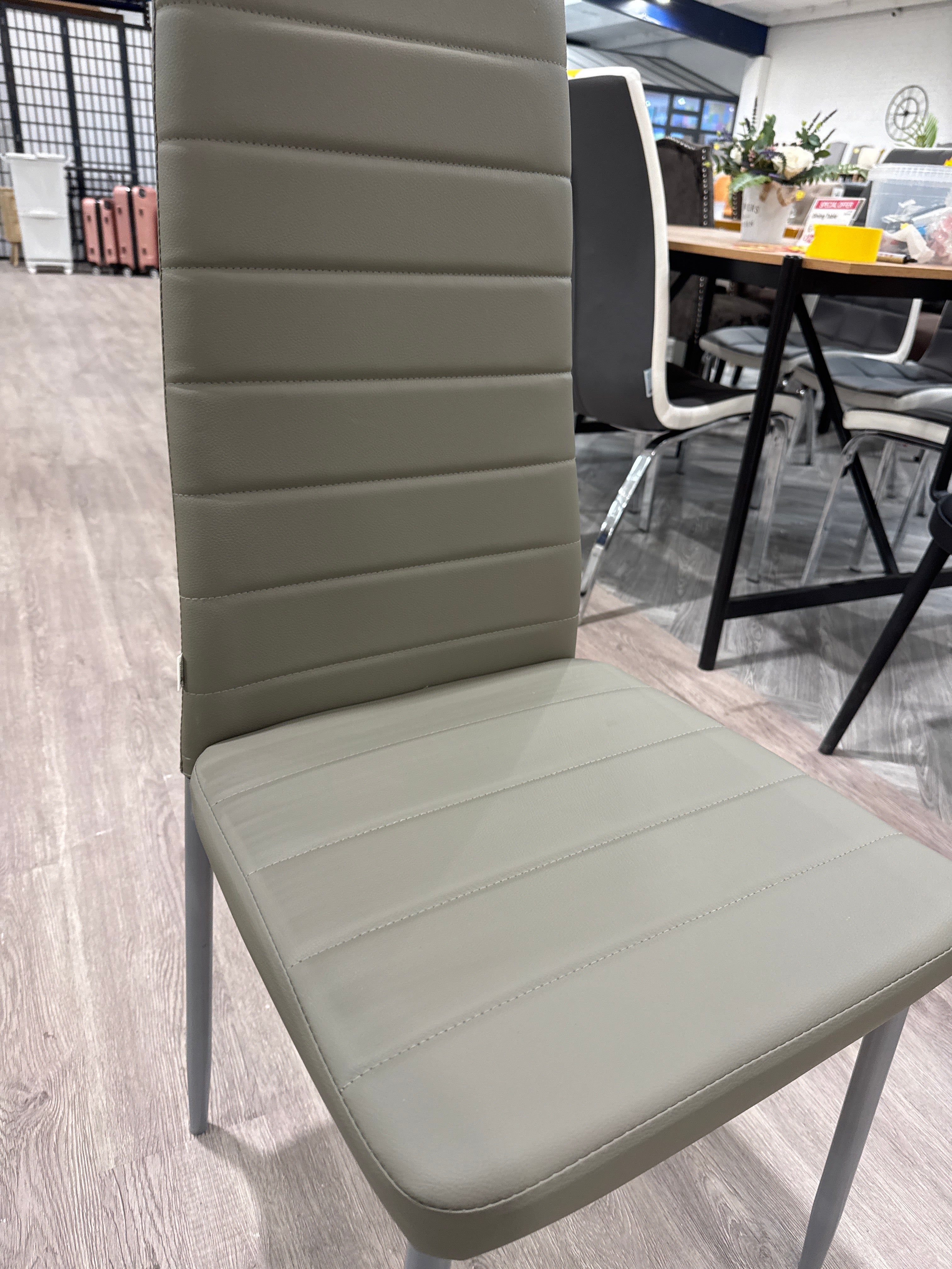 Grey Modern Faux Leather Armless High Back Dining Chair 1PC