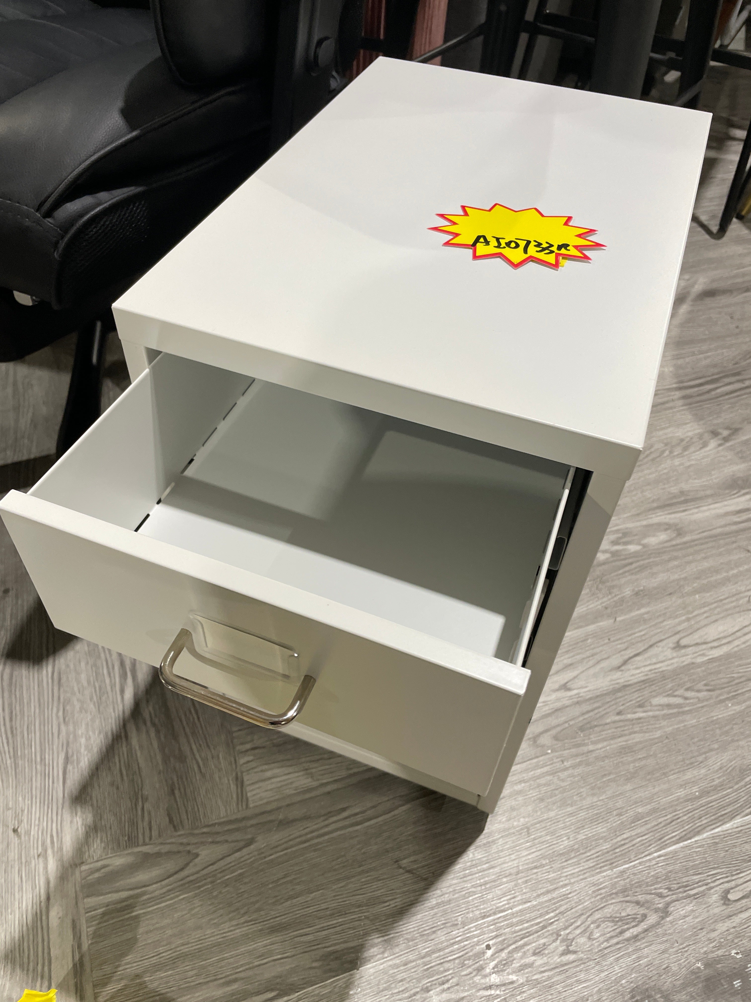 3 Drawers Vertical File Metal Cabinet with Wheels White