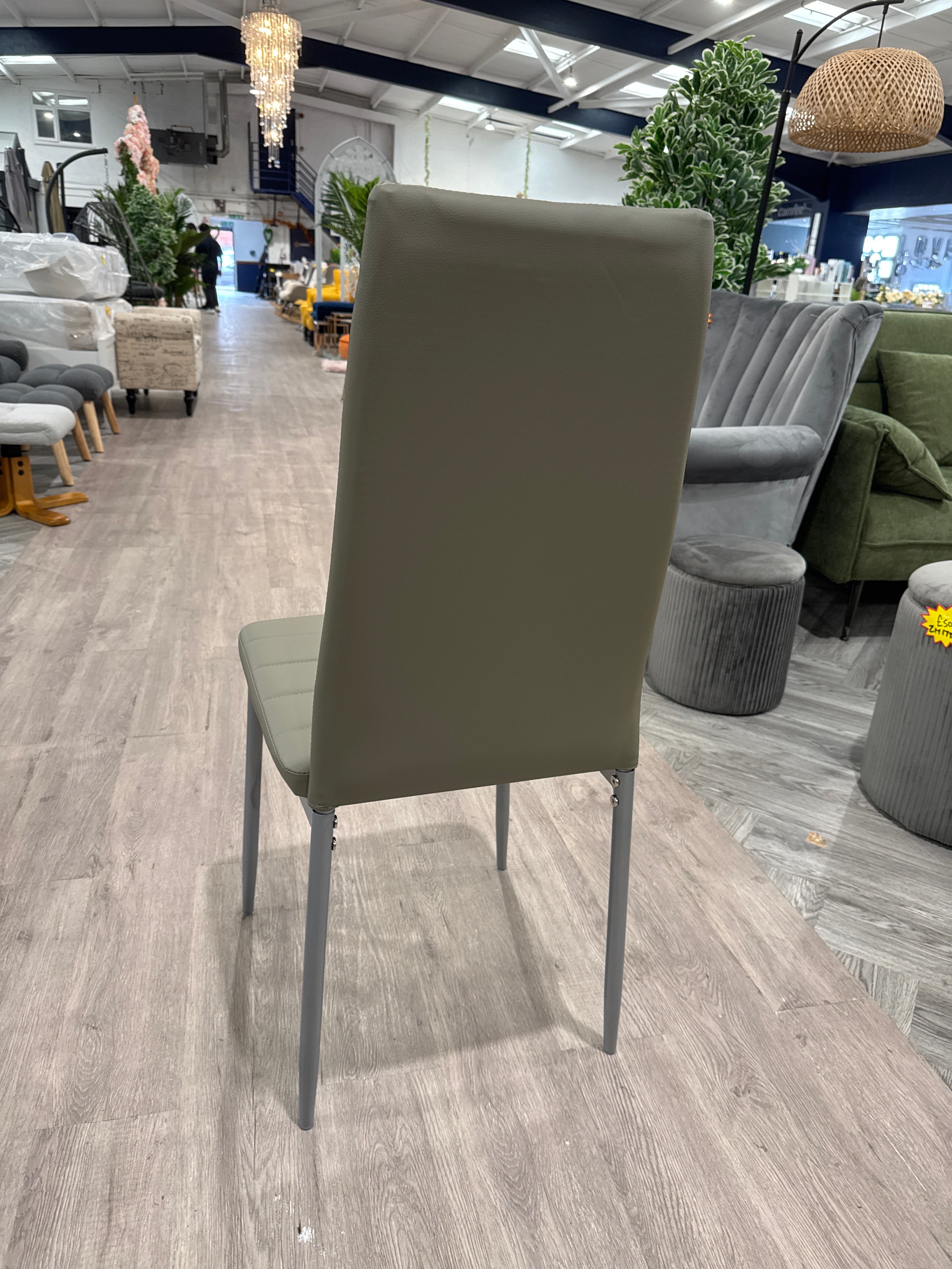 Grey Modern Faux Leather Armless High Back Dining Chair 1PC