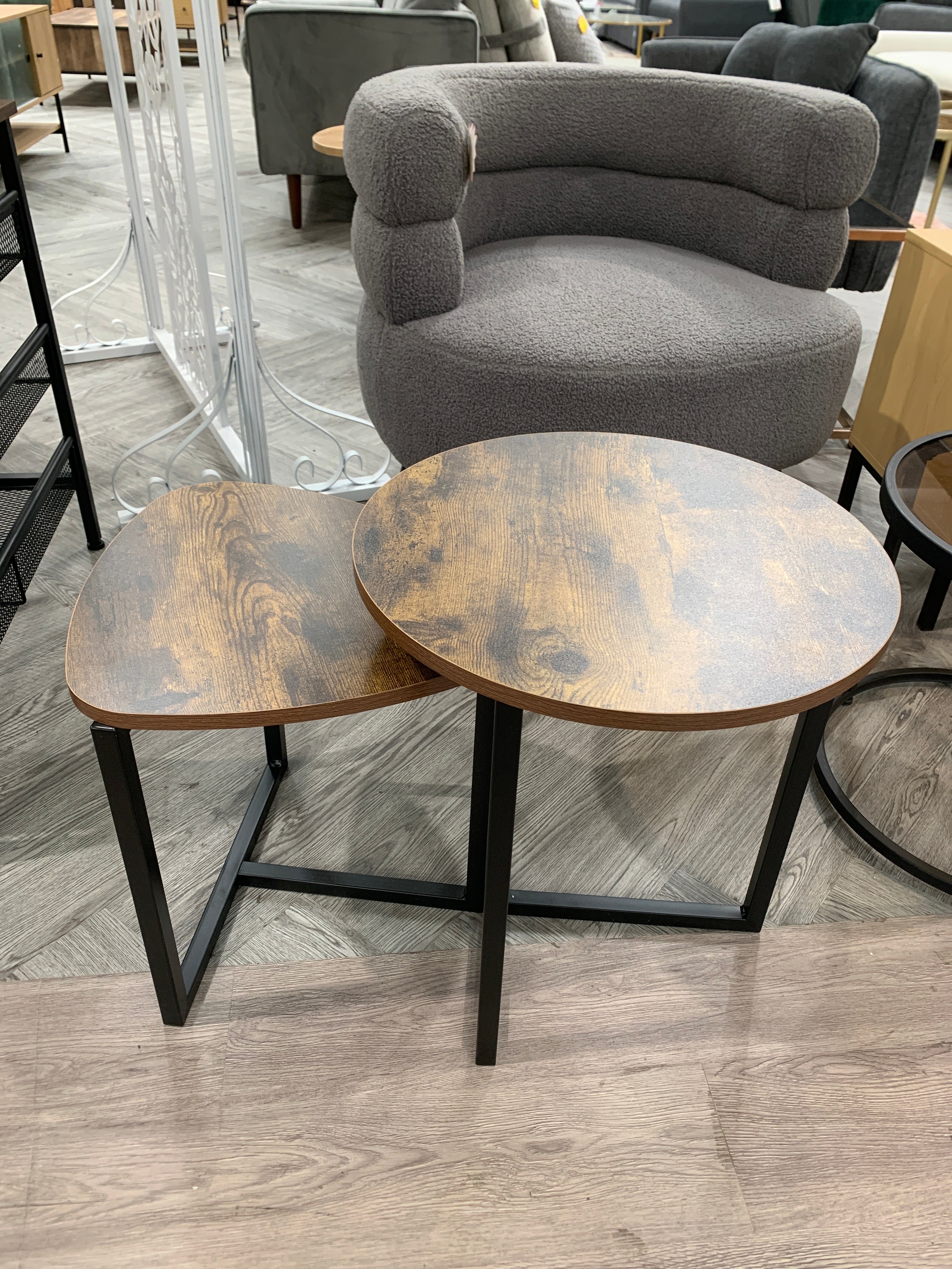 Round and Triangular Nesting Side Table Set