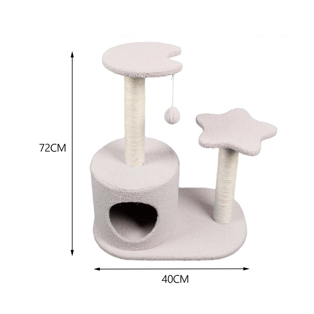 New Grey Multi Level Cat Tree with Condo Scratching Post and Platforms
