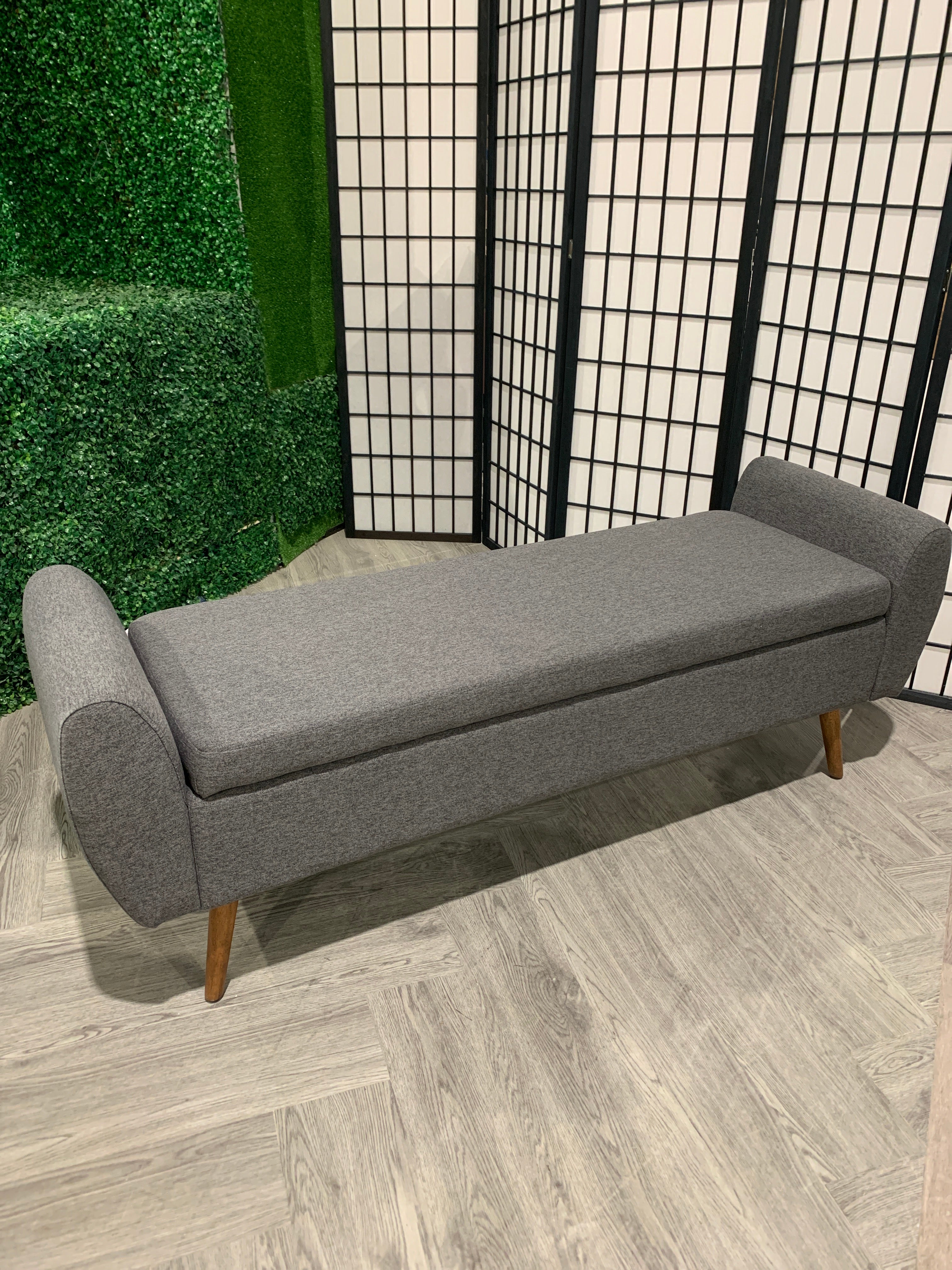 Linen Upholstered Storage Bench