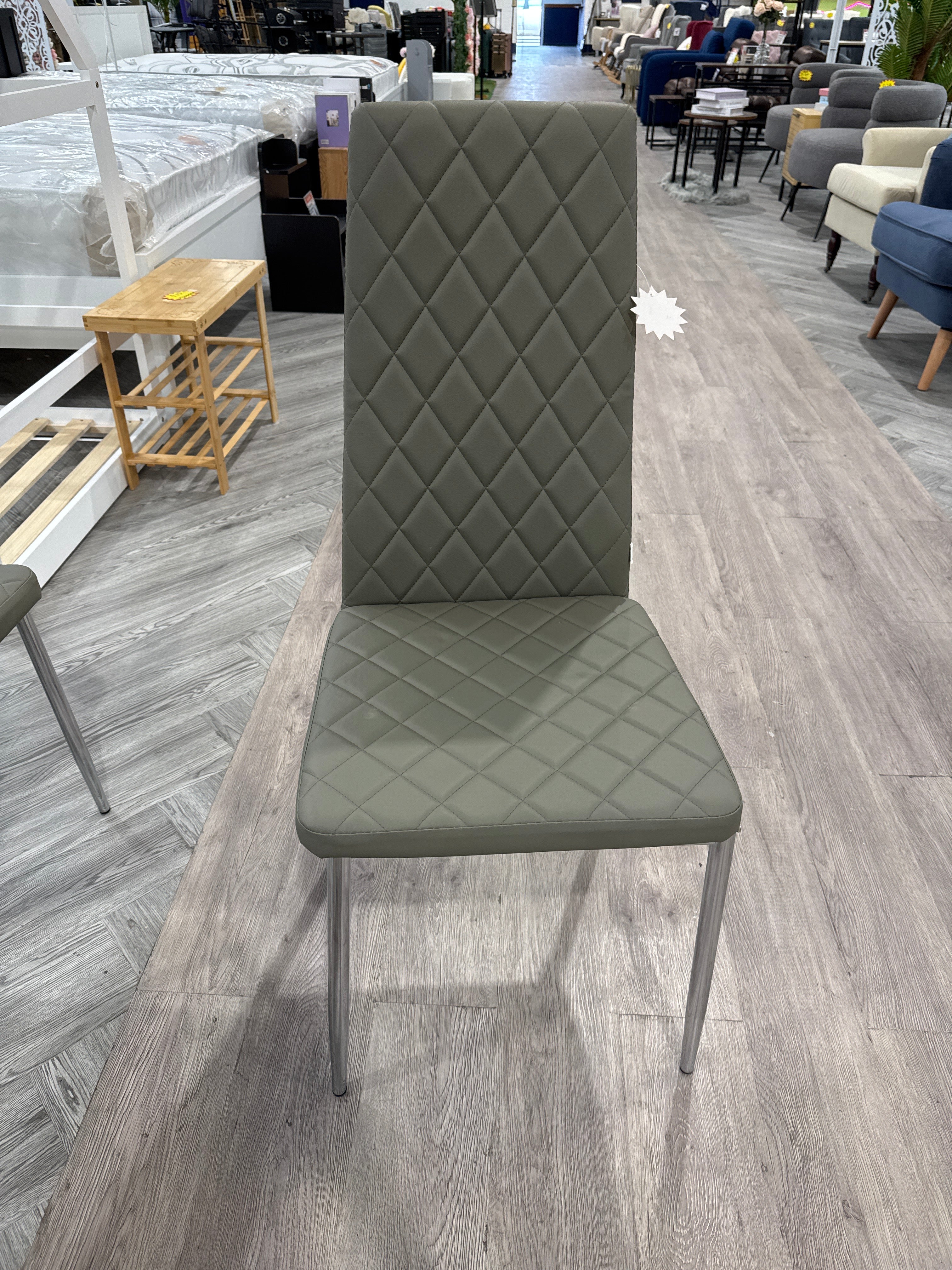 Grey PVC High Back Modern Dining Chair 1PC