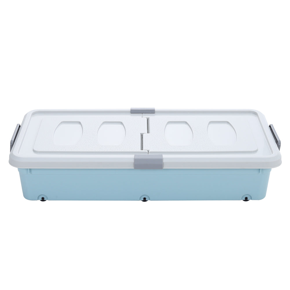 New 33L Blue Under Bed Storage Box With Wheels 16cm H