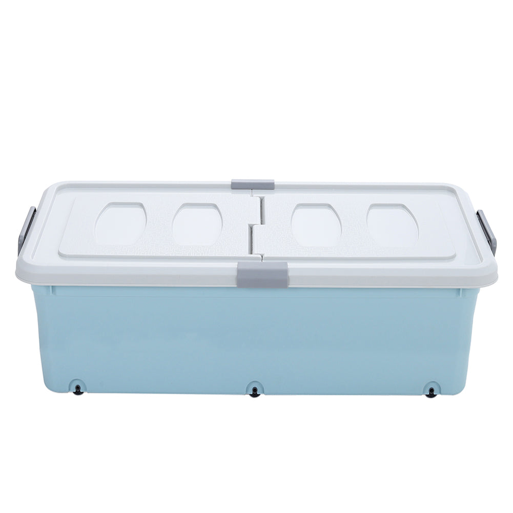 New 62L Blue Under Bed Storage Box With Wheels 26cm H