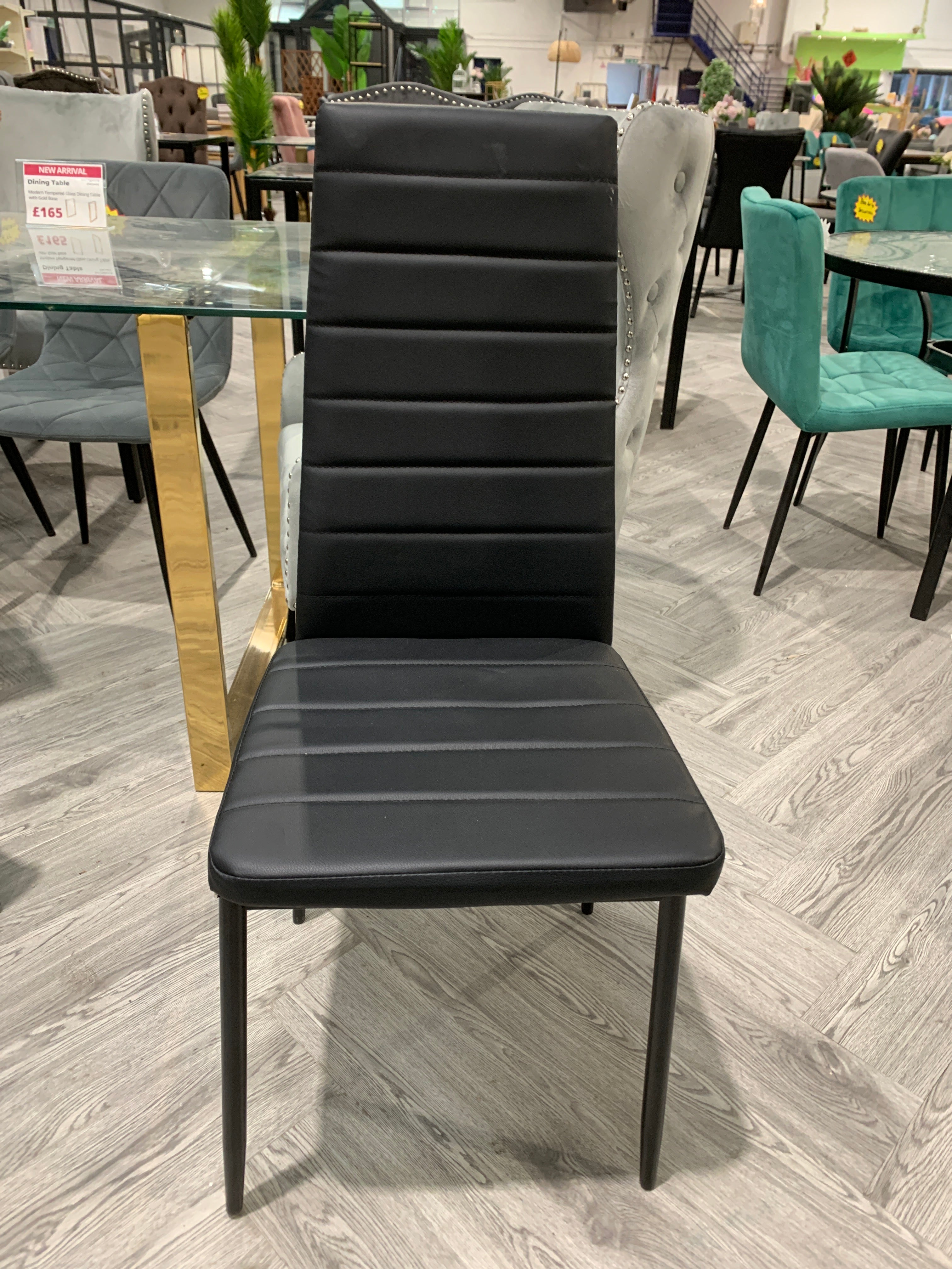 Black Faux Leather Armless High Back Dining Chair 1 PC