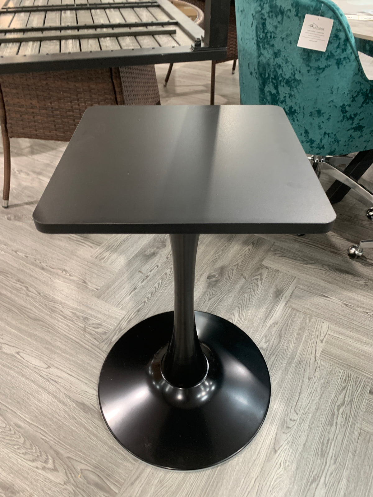 Square Dining Table with A Pedestal Base Black