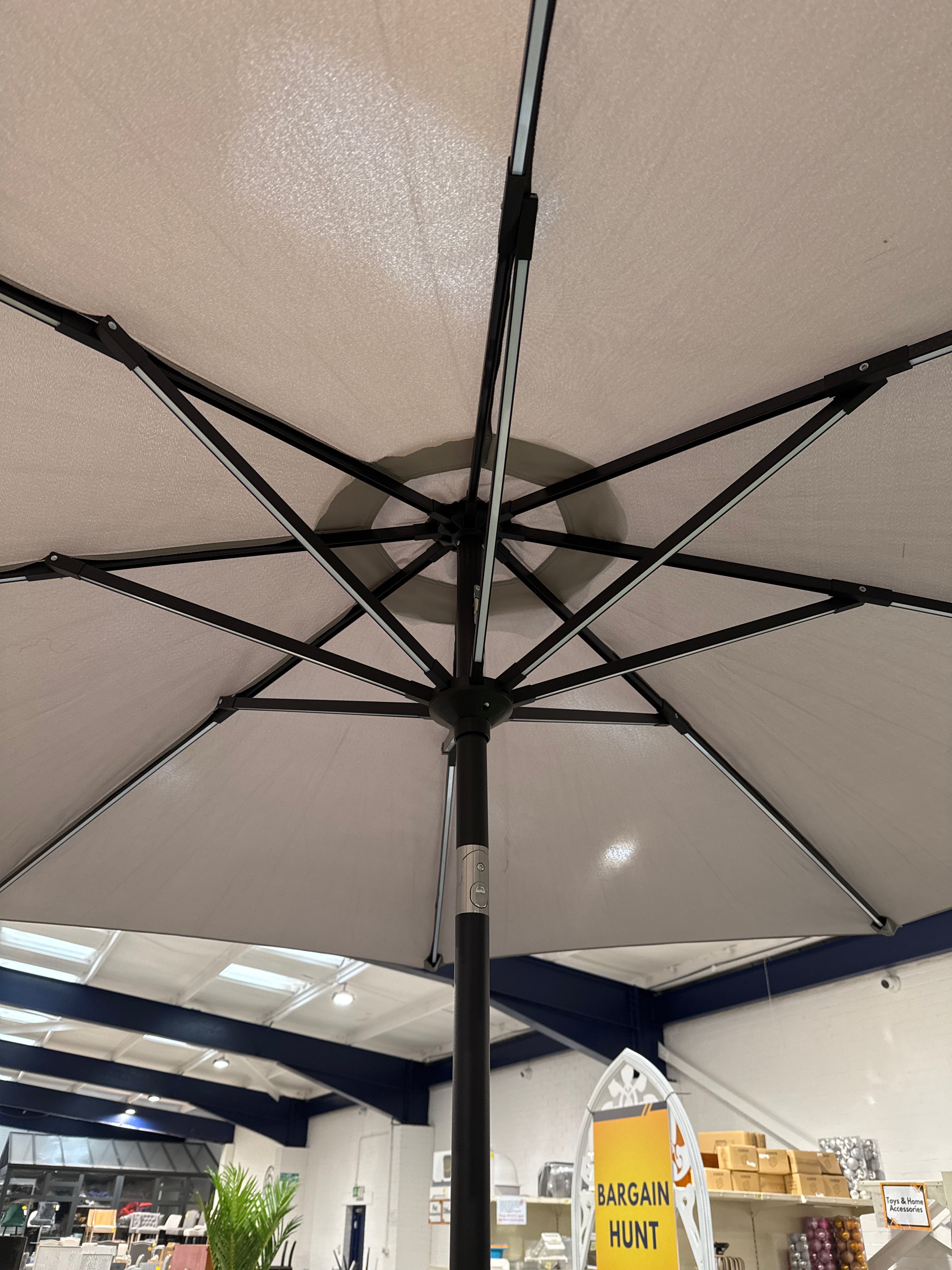 3M Solar Powered LED Parasol Outdoor Garden Tilt Umbrella with Crank