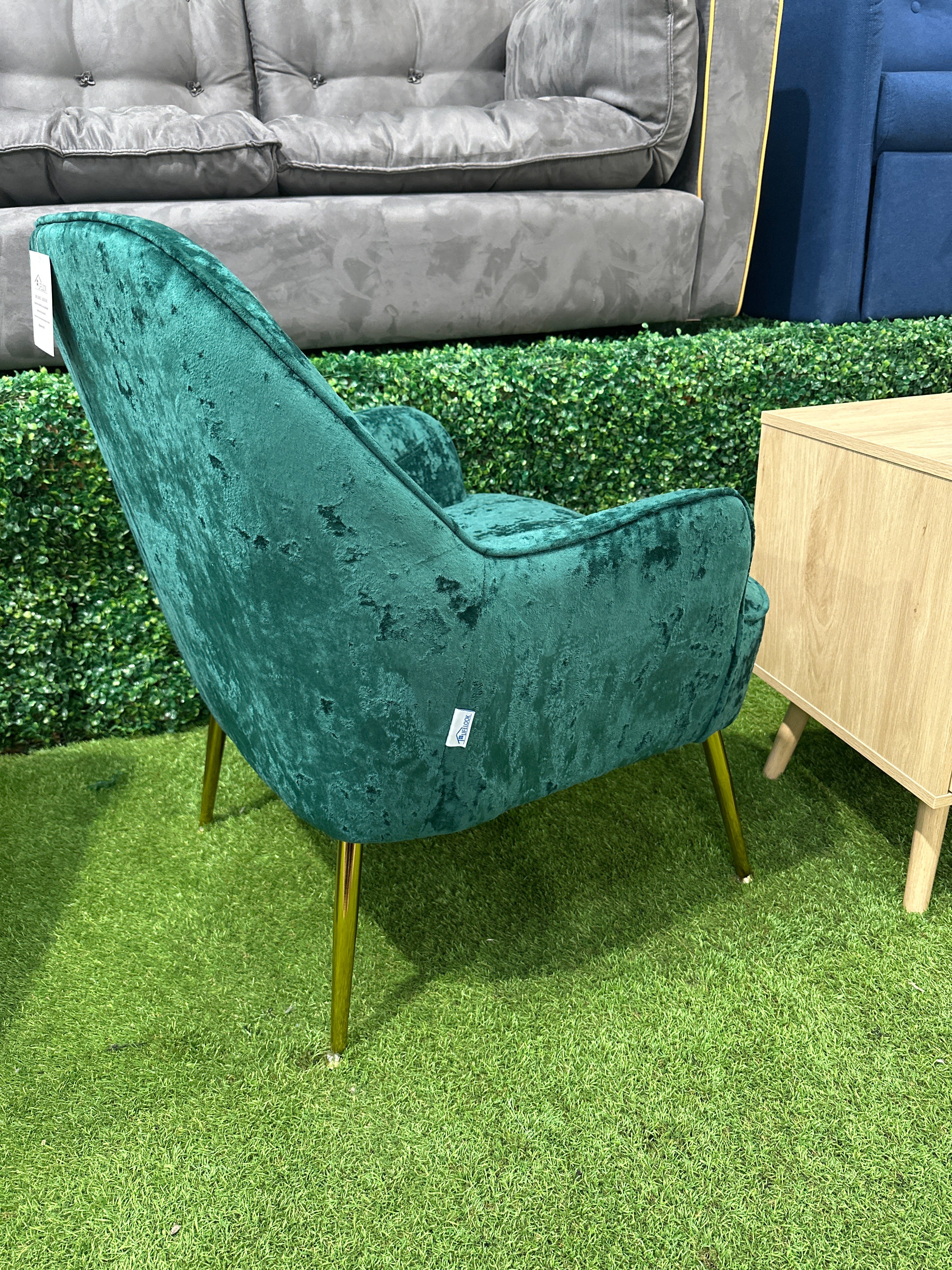 Dark Green Velvet Upholstered Armchair