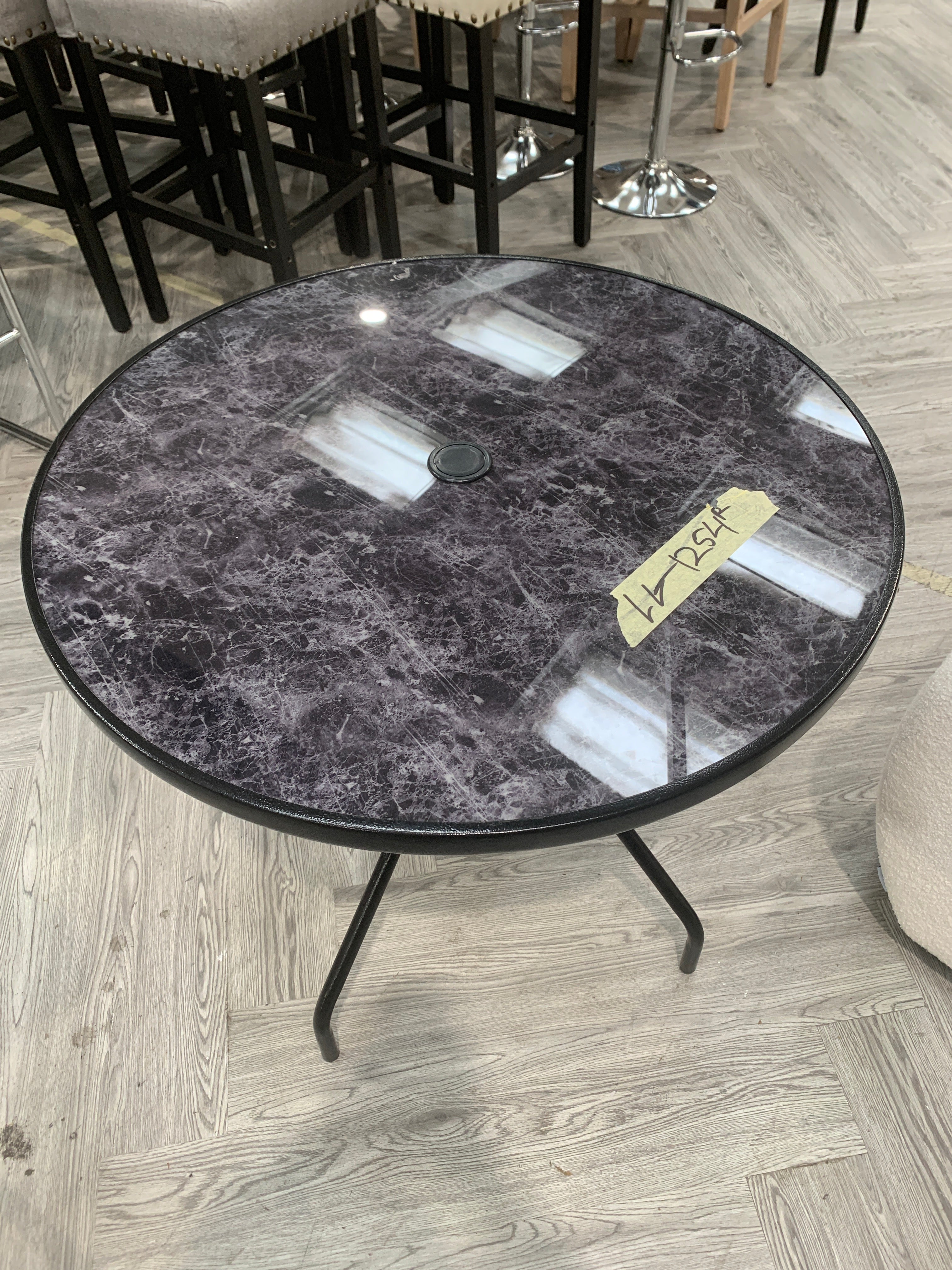 Garden Tempered Glass Black Marble Coffee Table Outdoor