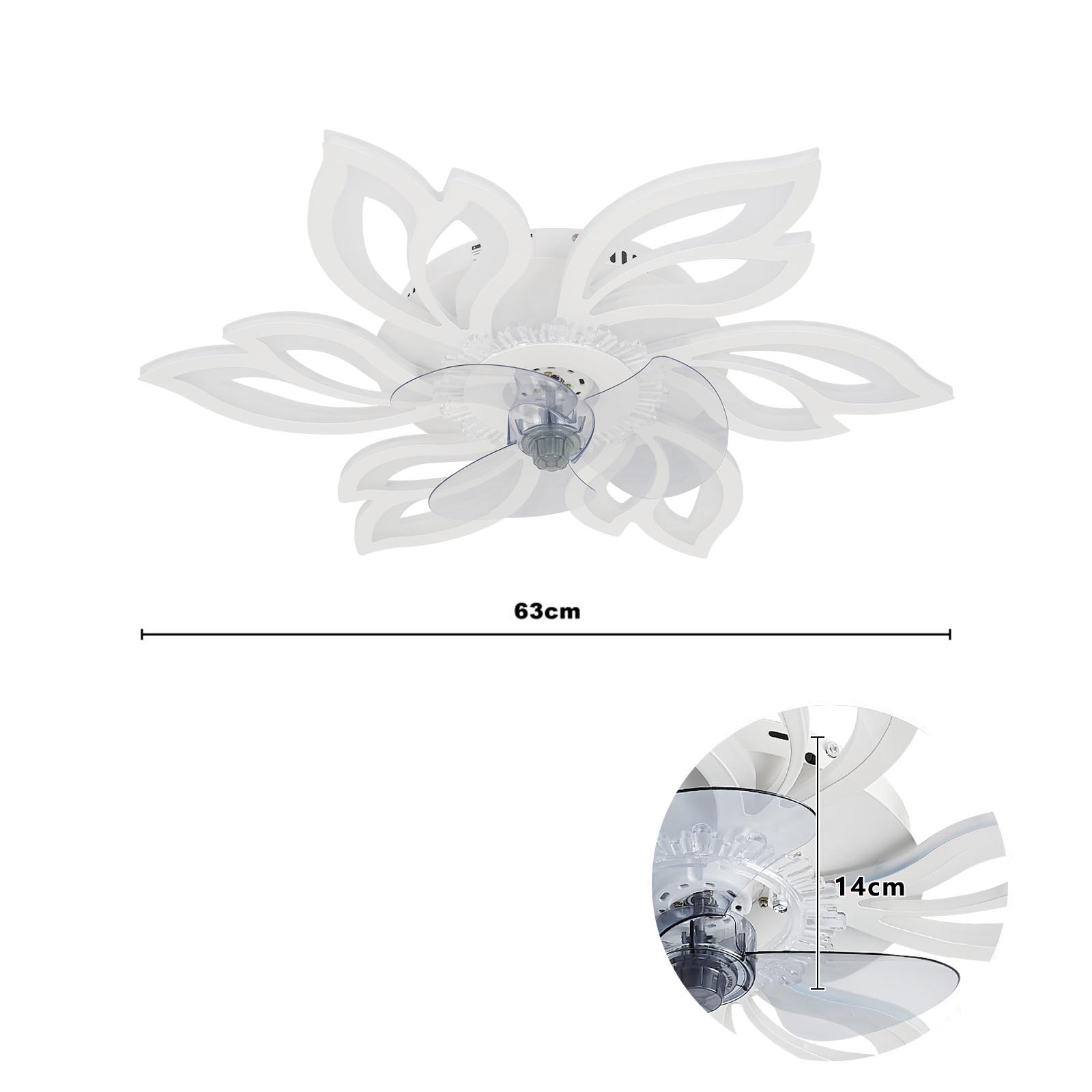 Modern Flower Shape Ceiling Fan with Light Dimmable