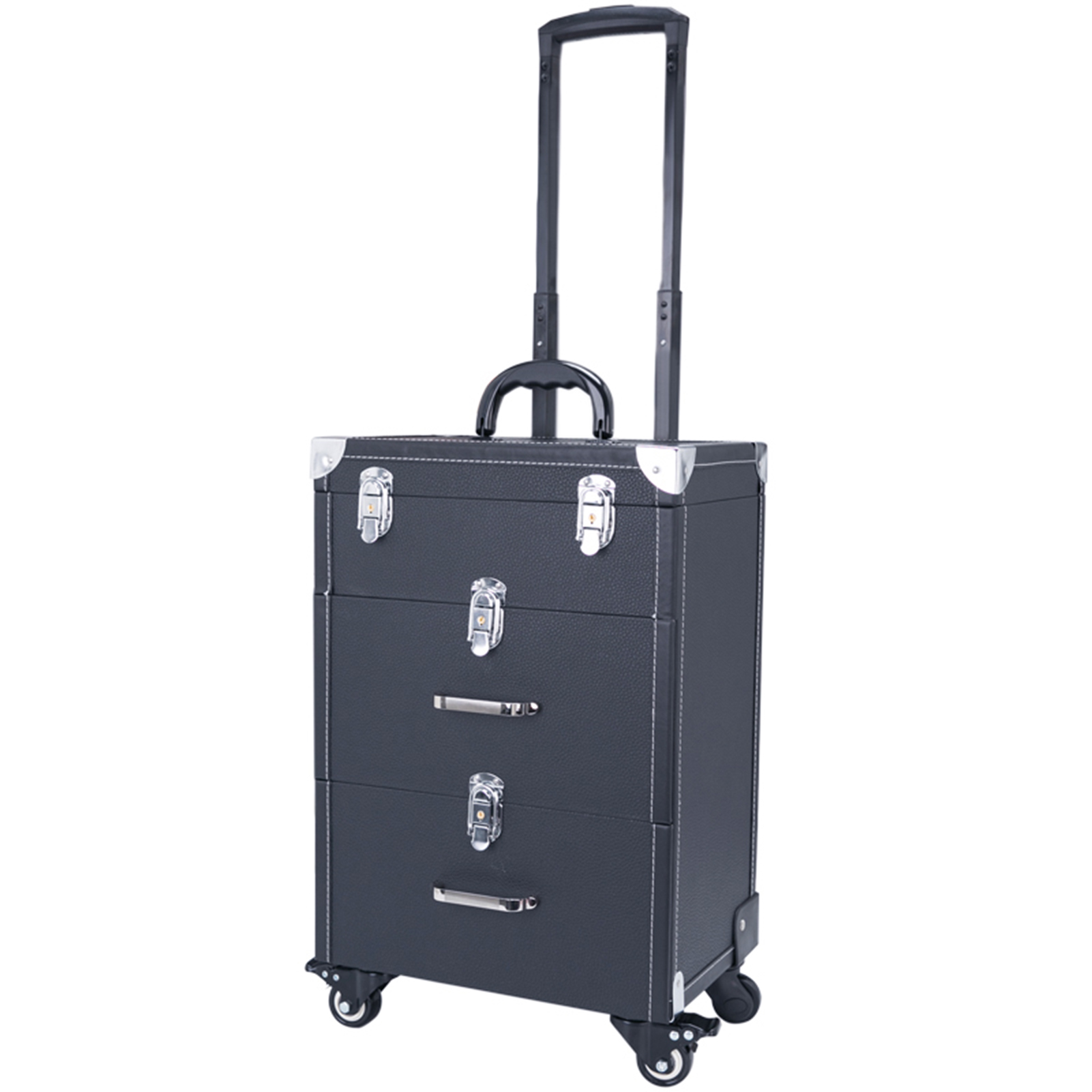 New 2 Drawers Portable Cosmetic Makeup Travel Case Black