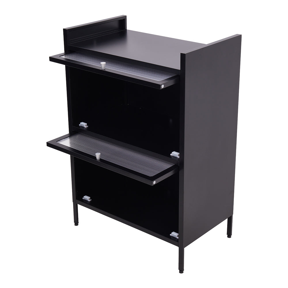 New Black Steel File Cabinet with Transparent Flip Up Door