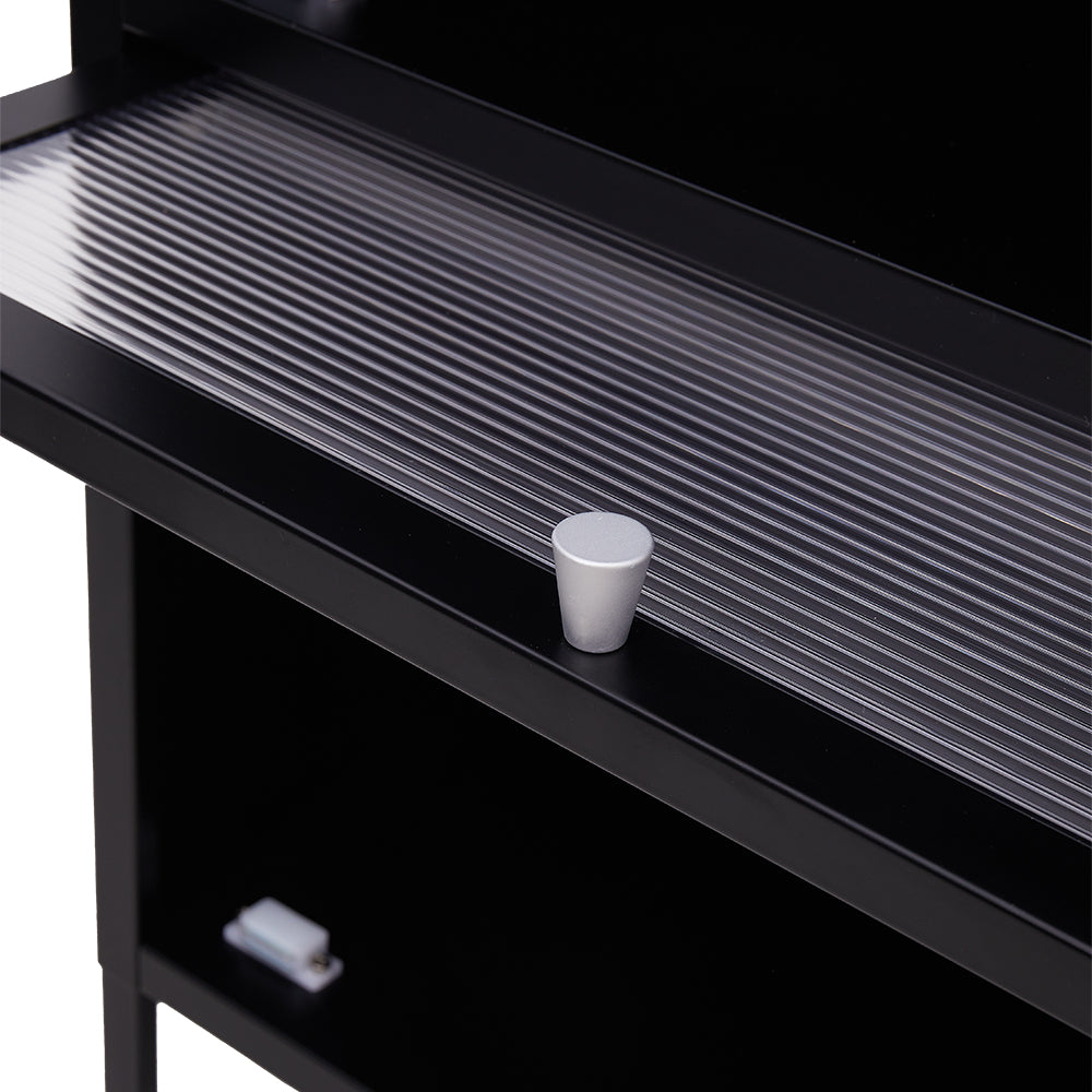 New Black Steel File Cabinet with Transparent Flip Up Door