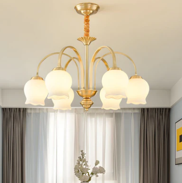 6 Light Copper Chandelier 68cm Dia