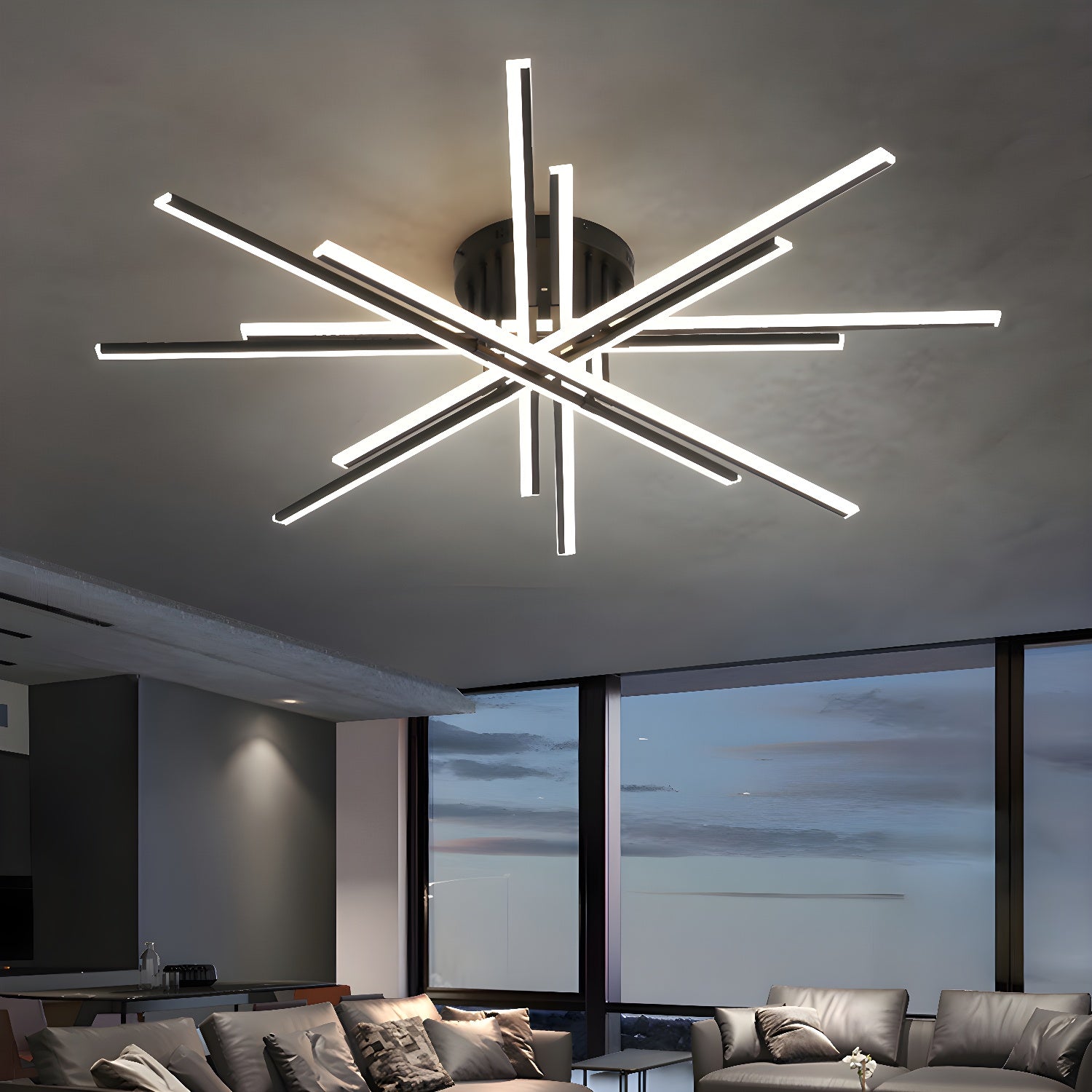 Nordic Crossed Line Flush Mount Ceiling light Black