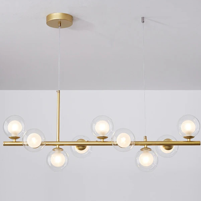 New Long Pendant Light with Eleven Light Ceiling Light Golden