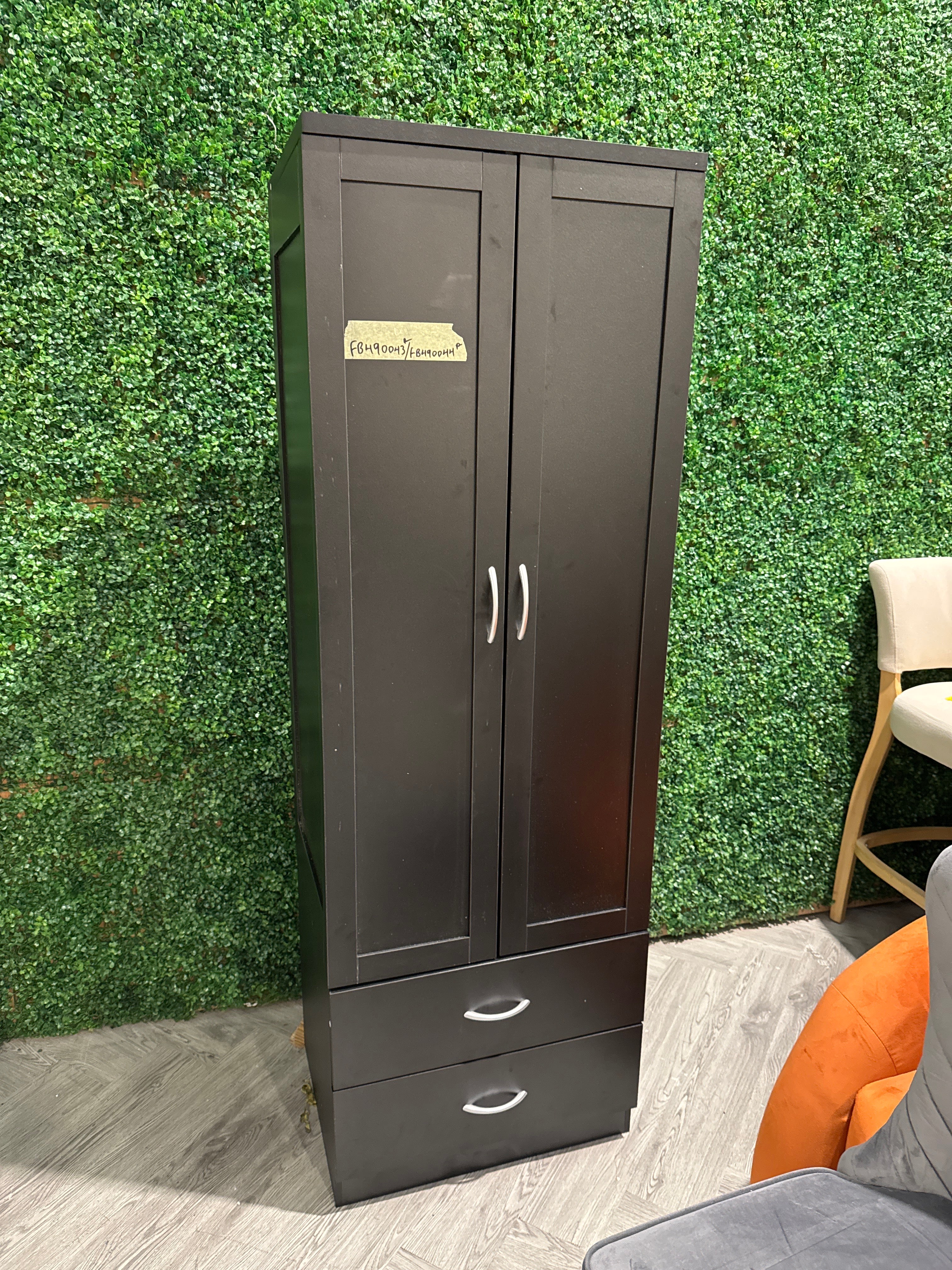 Modern 2 Door Wardrobe with 2 Drawers Black
